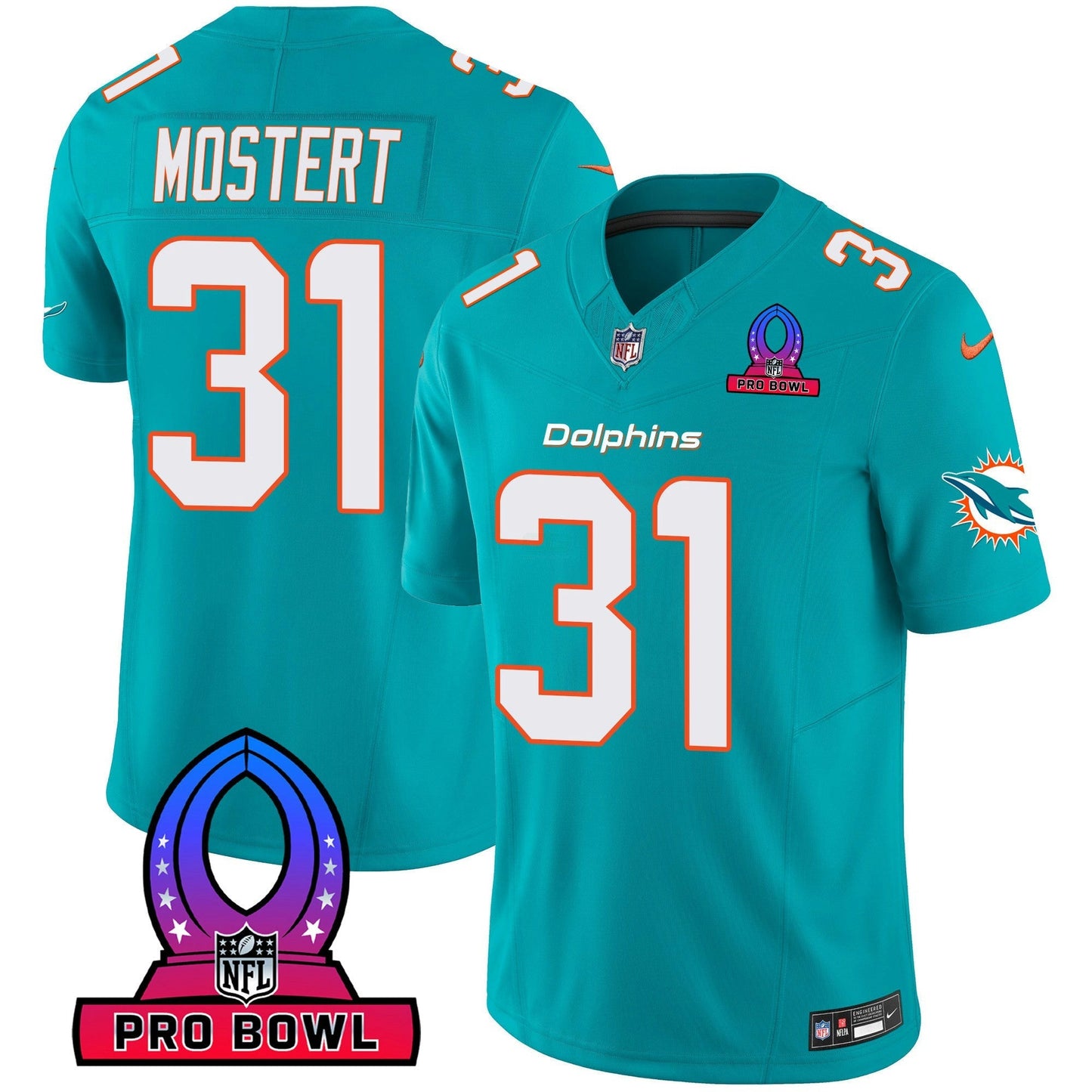 Camisa NFL Miami Dolphins Men’s 2024 Pro Bowl Patch Vapor Jersey
