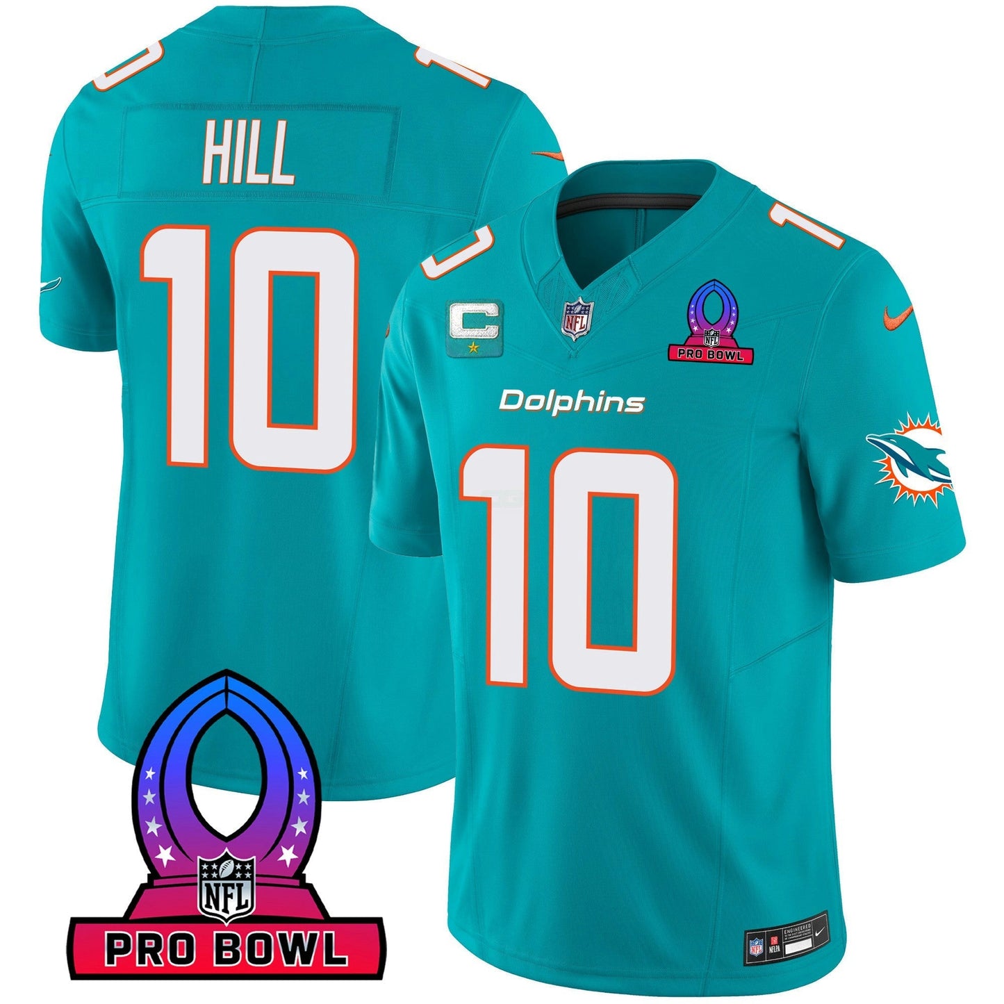 Camisa NFL Miami Dolphins Men’s 2024 Pro Bowl Patch Vapor Jersey