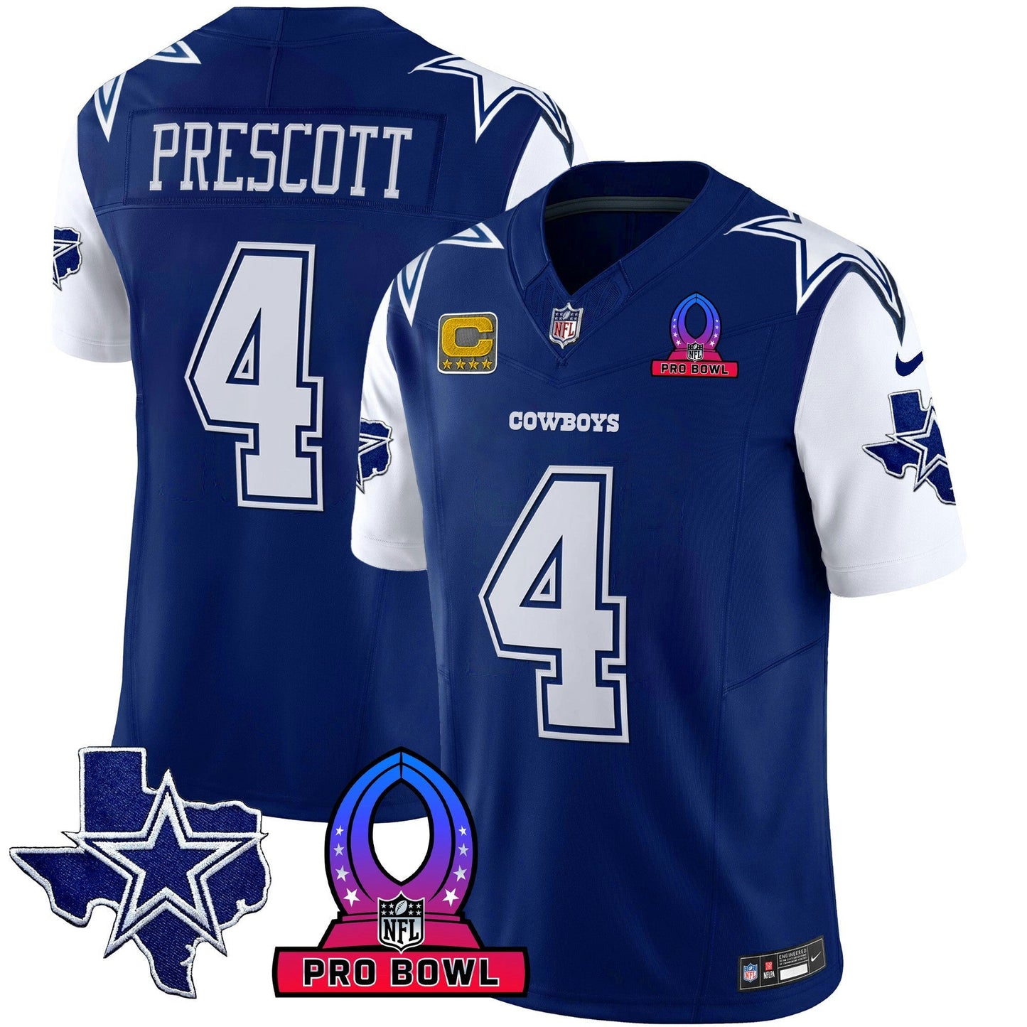Camisa NFL Dallas Cowboys Men’s 2024 Pro Bowl Patch Vapor Jersey