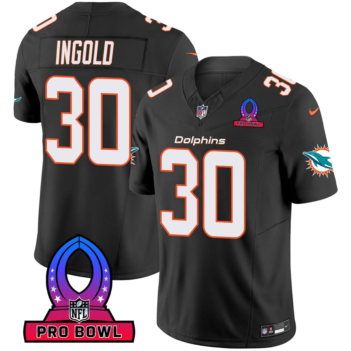 Camisa NFL Miami Dolphins Men’s 2024 Pro Bowl Patch Vapor Jersey