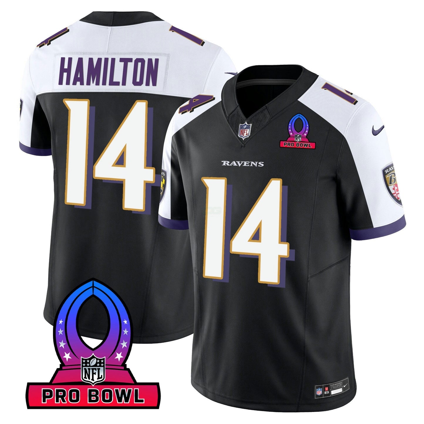 Camisa NFL Baltimore Ravens Men’s 2024 Pro Bowl Patch Vapor Jersey