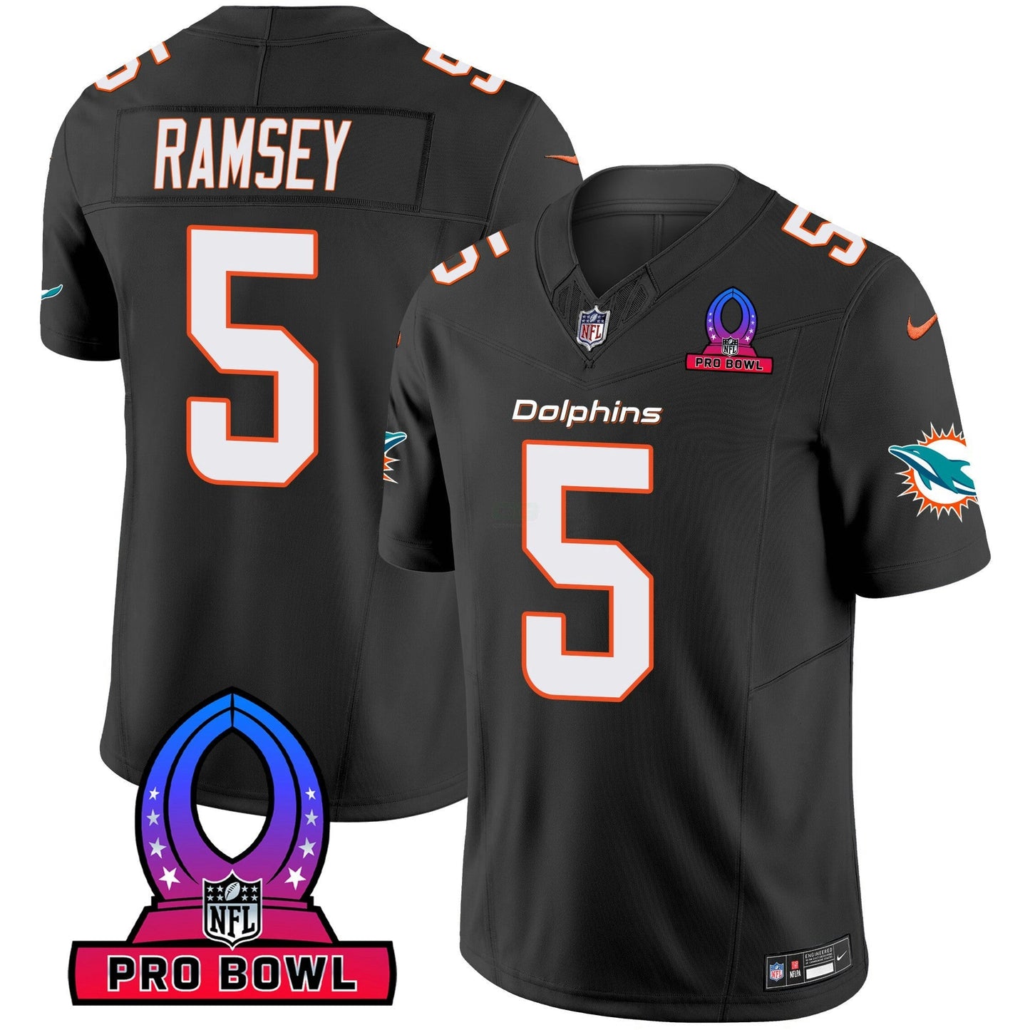 Camisa NFL Miami Dolphins Men’s 2024 Pro Bowl Patch Vapor Jersey