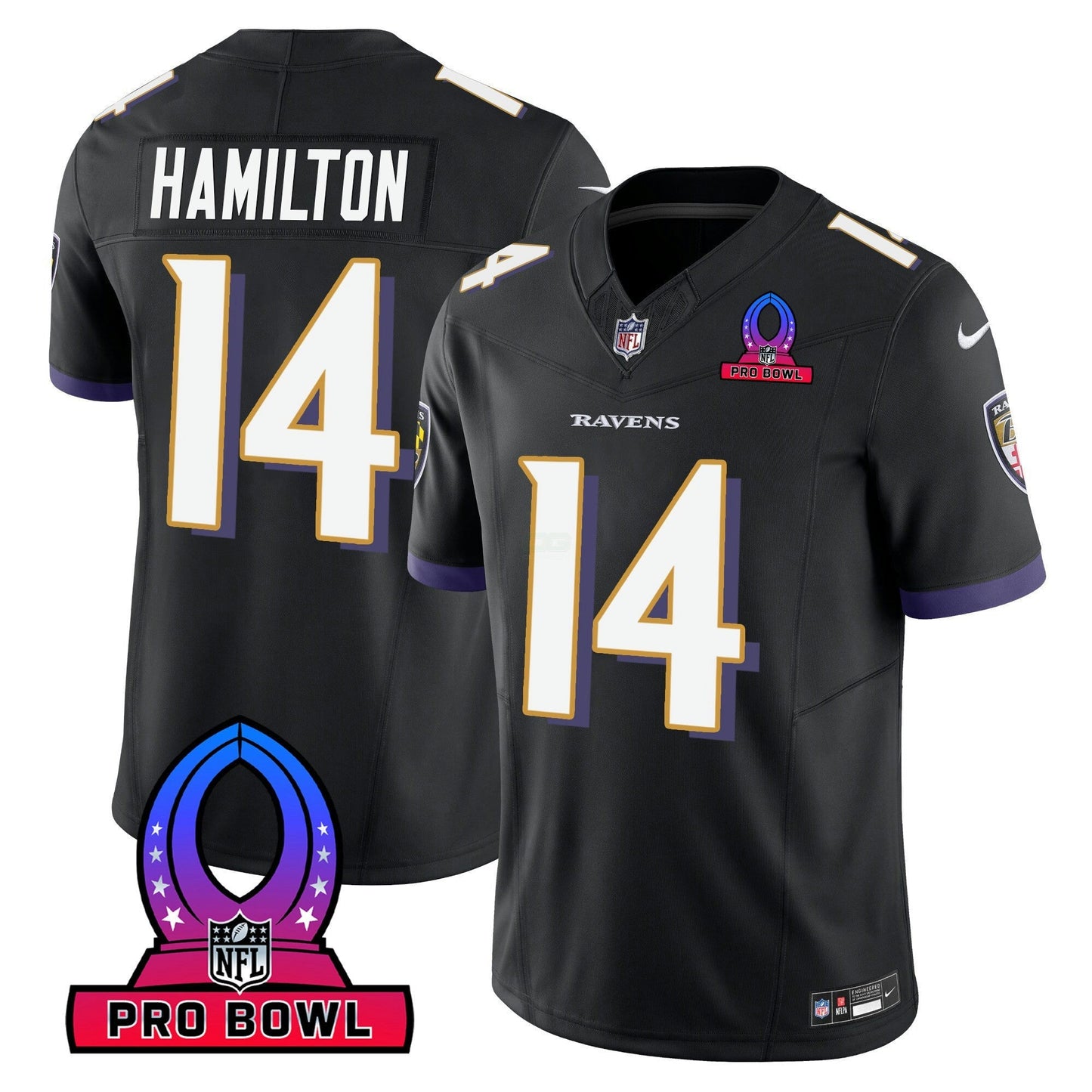 Camisa NFL Baltimore Ravens Men’s 2024 Pro Bowl Patch Vapor Jersey