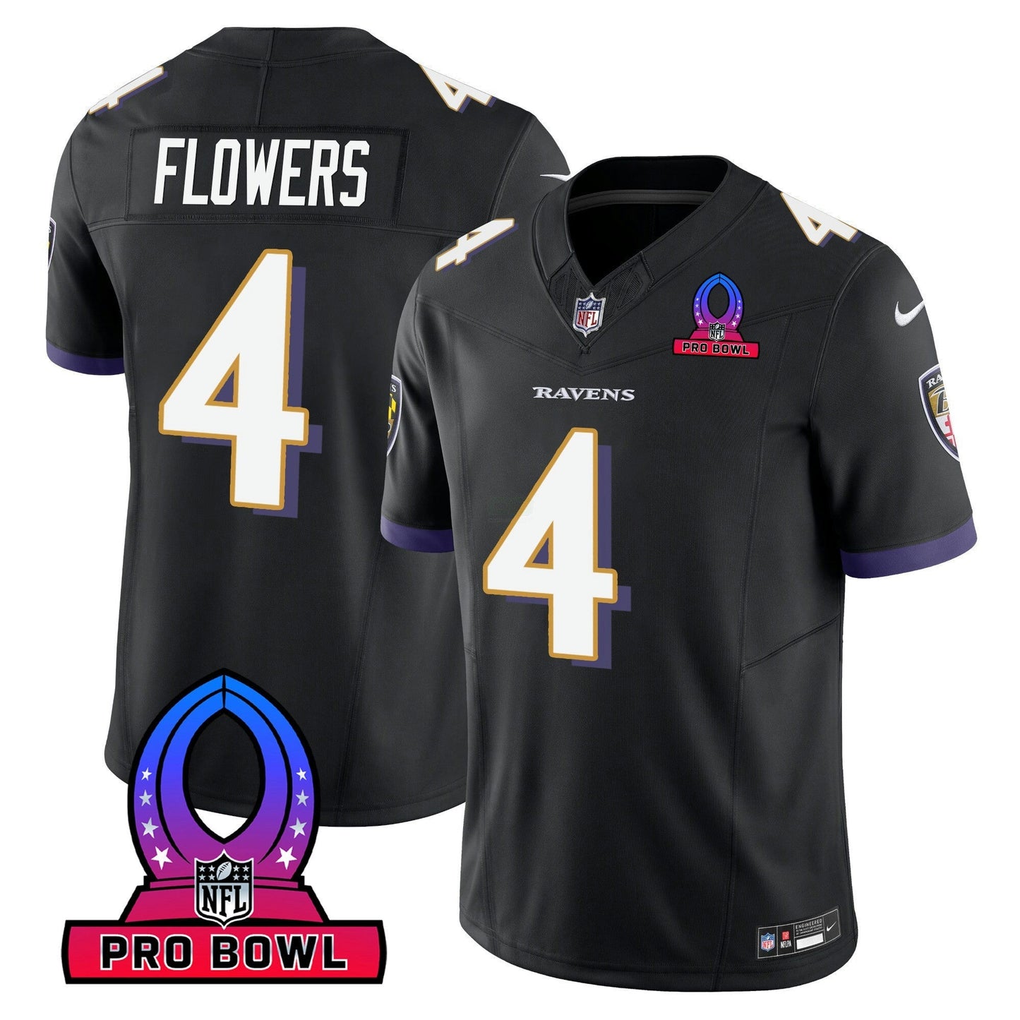 Camisa NFL Baltimore Ravens Men’s 2024 Pro Bowl Patch Vapor Jersey