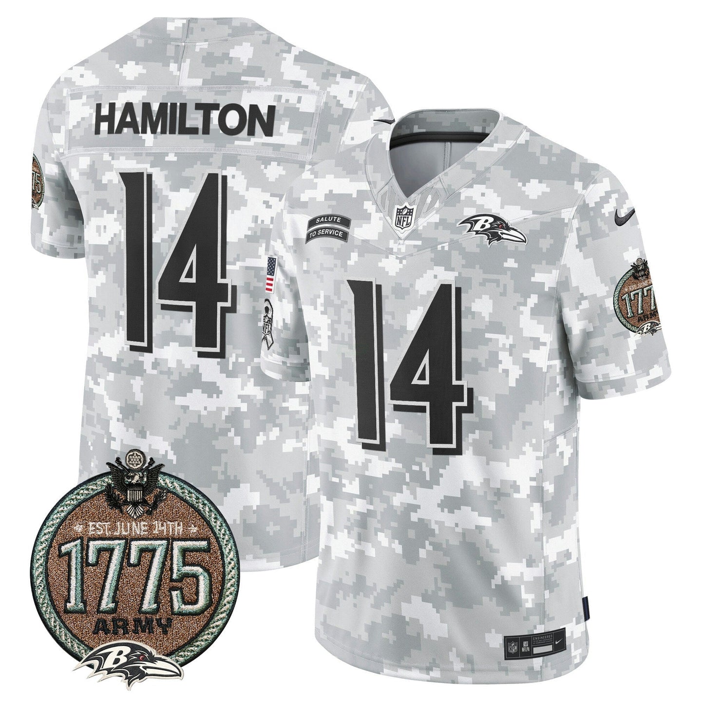 Camisa NFL Baltimore Ravens Men’s 2024 Salute to Service Establishment Year Patch Vapor Limited Jersey