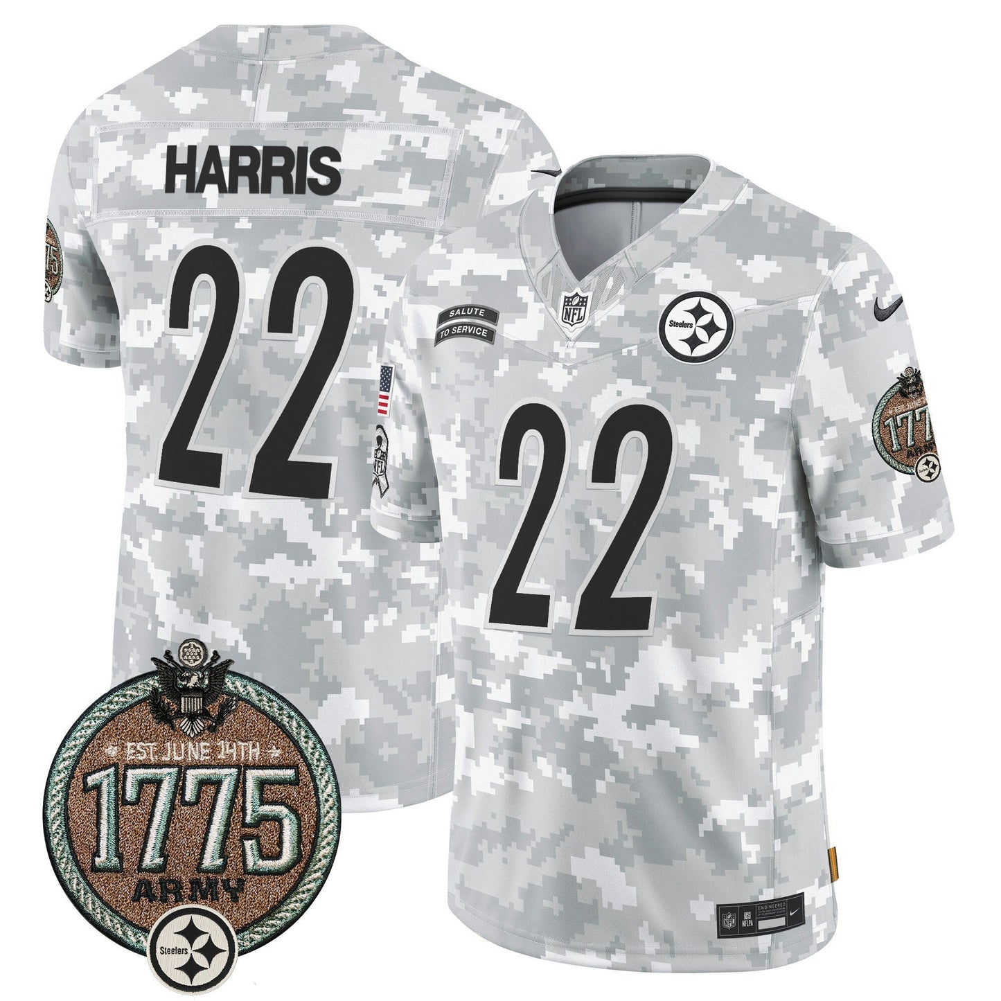 Camisa NFL Pittsburgh Steelers Men’s 2024 Salute to Service Establishment Year Patch Vapor Limited Jersey