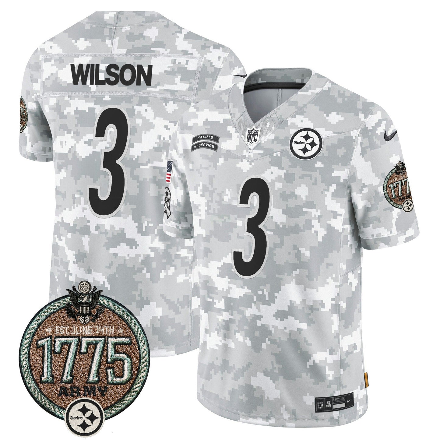 Camisa NFL Pittsburgh Steelers Men’s 2024 Salute to Service Establishment Year Patch Vapor Limited Jersey