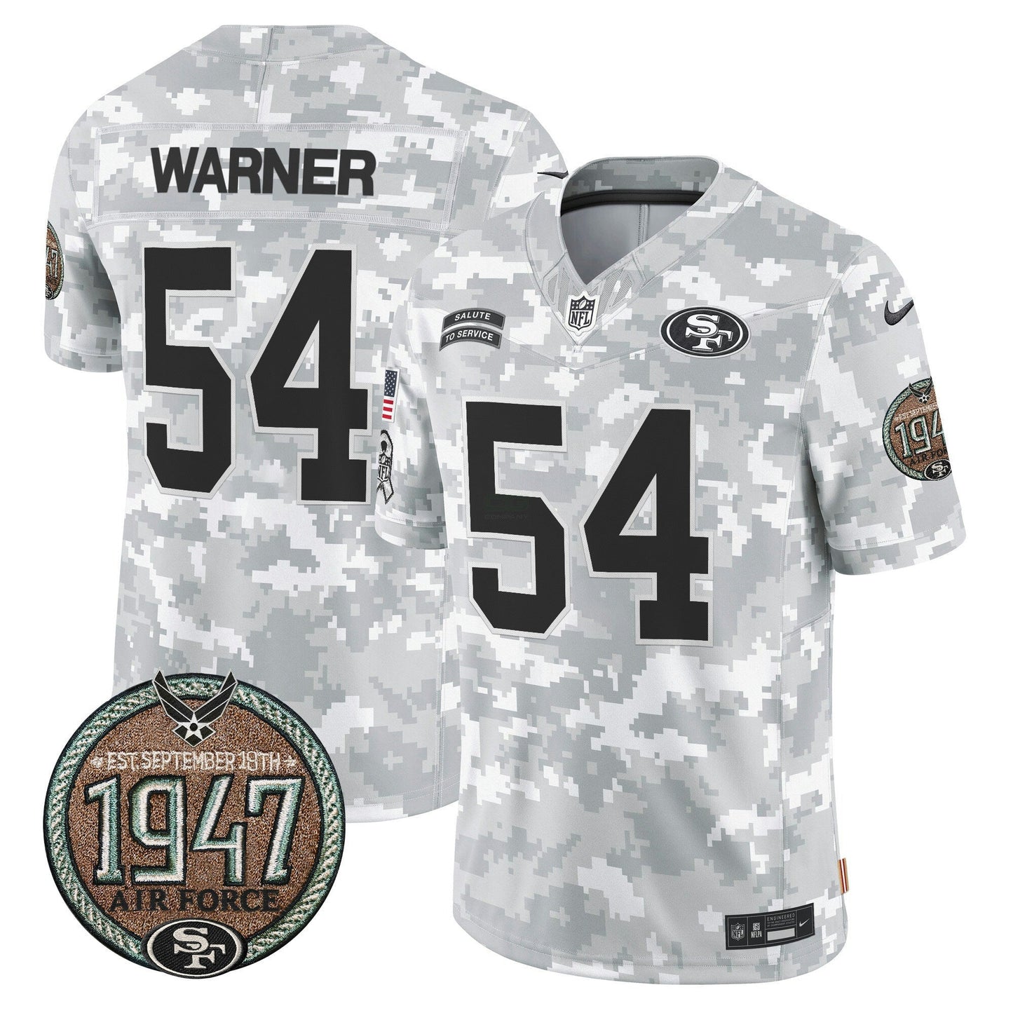 Camisa NFL San Francisco 49ers Men’s 2024 Salute to Service Establishment Year Patch Vapor Limited Jersey