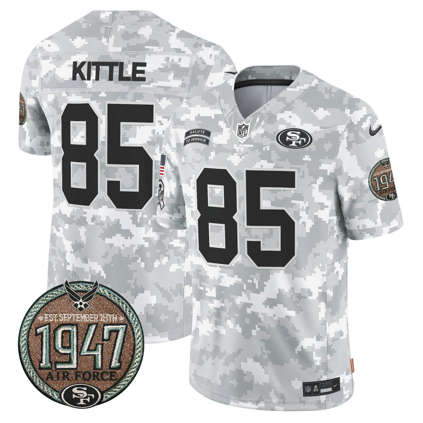 Camisa NFL San Francisco 49ers Men’s 2024 Salute to Service Establishment Year Patch Vapor Limited Jersey