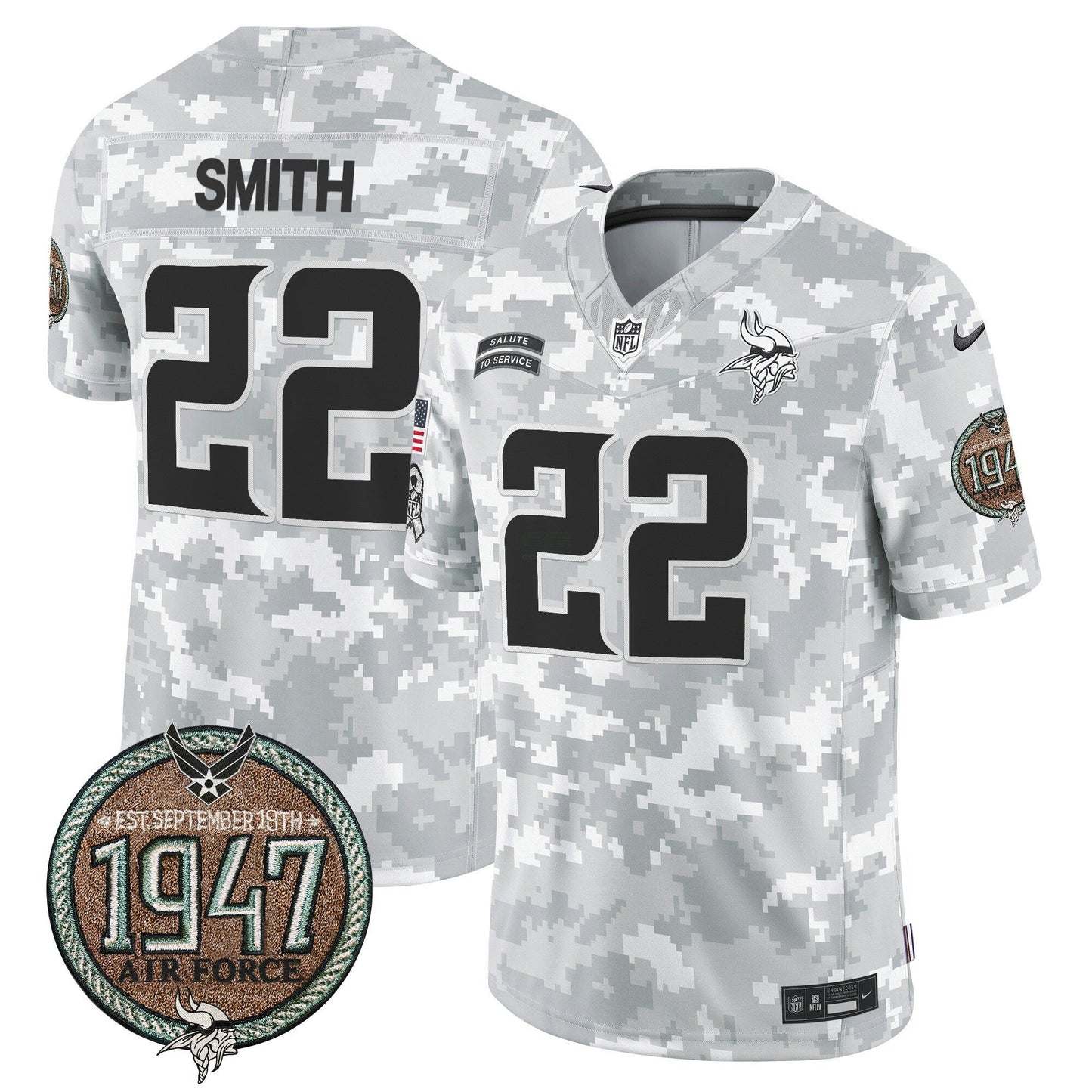 Camisa NFL Minnesota Vikings Men’s 2024 Salute to Service Establishment Year Patch Vapor Limited Jersey