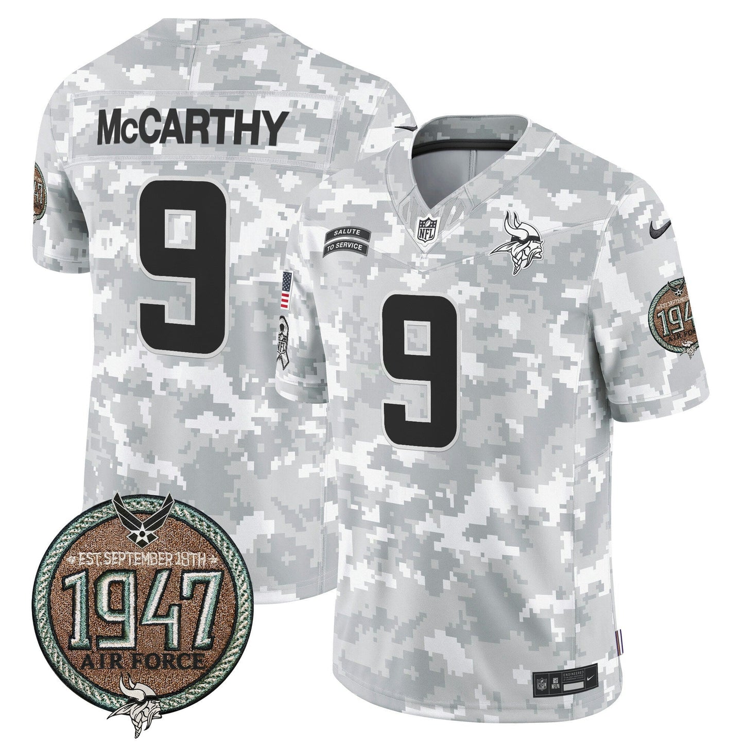 Camisa NFL Minnesota Vikings Men’s 2024 Salute to Service Establishment Year Patch Vapor Limited Jersey