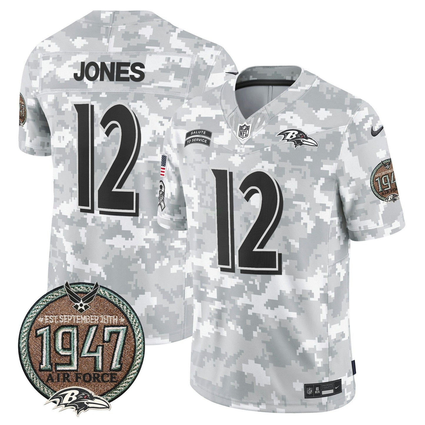 Camisa NFL Baltimore Ravens Men’s 2024 Salute to Service Establishment Year Patch Vapor Limited Jersey