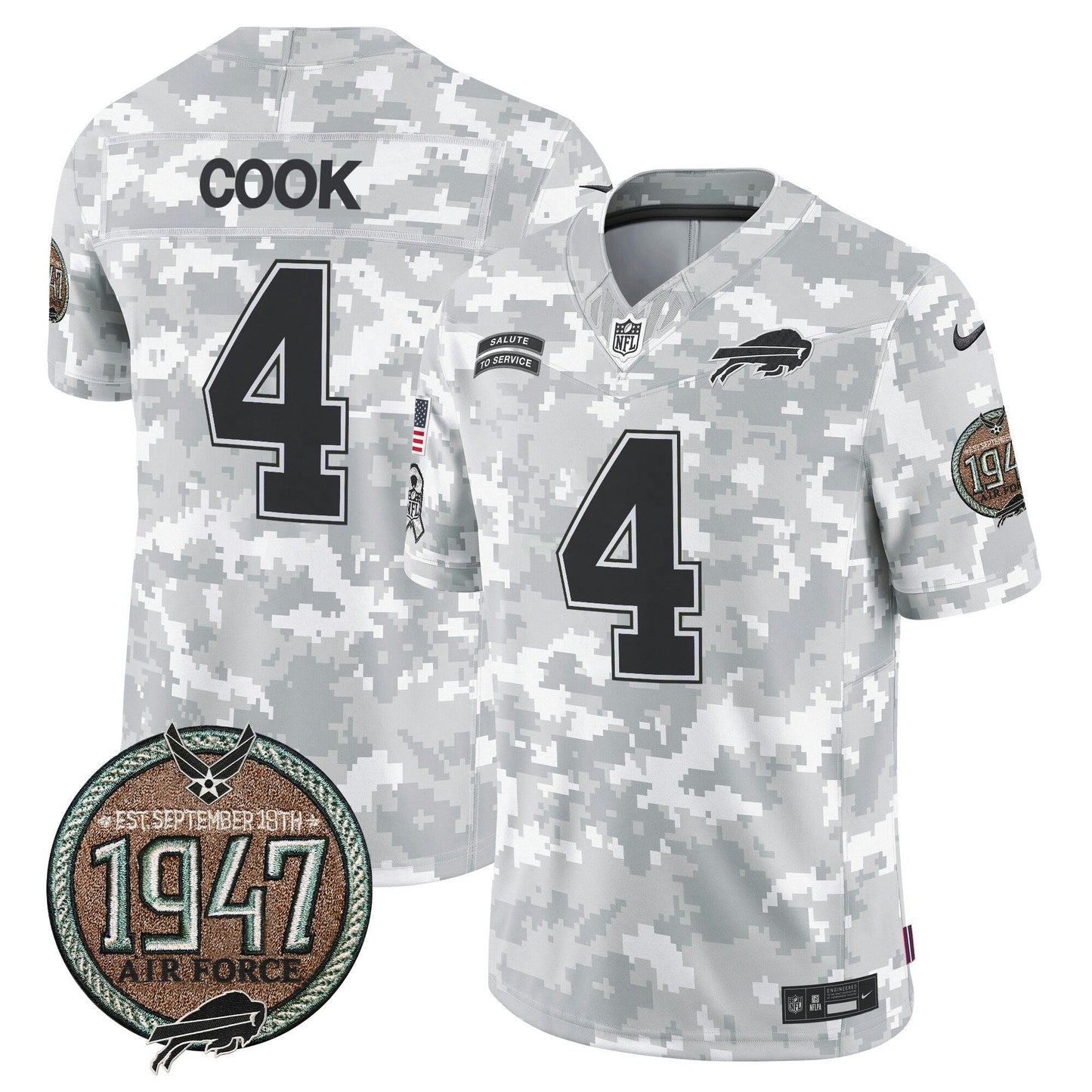 Camisa NFL Buffalo Bills Men’s 2024 Salute to Service Establishment Year Patch Vapor Limited Jersey
