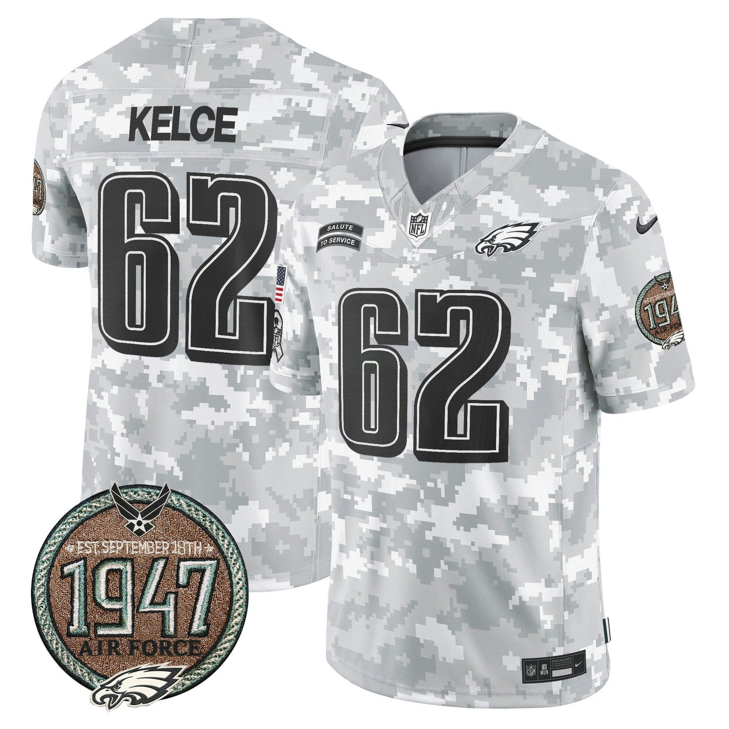 Camisa NFL Philadelphia Eagles Men’s 2024 Salute to Service Establishment Year Patch Vapor Limited Jersey