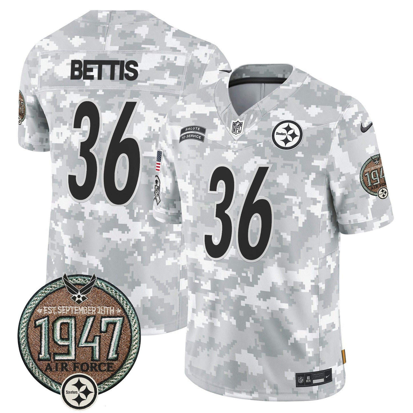 Camisa NFL Pittsburgh Steelers Men’s 2024 Salute to Service Establishment Year Patch Vapor Limited Jersey