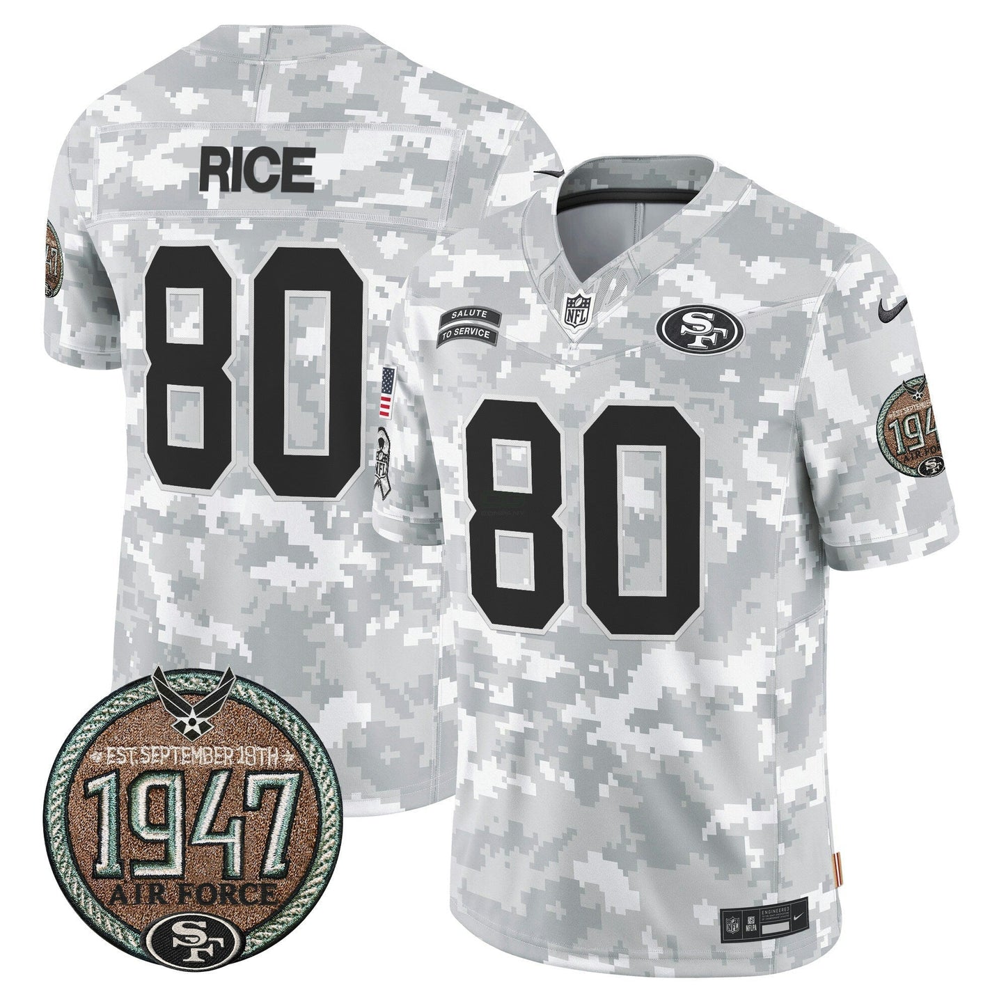 Camisa NFL San Francisco 49ers Men’s 2024 Salute to Service Establishment Year Patch Vapor Limited Jersey