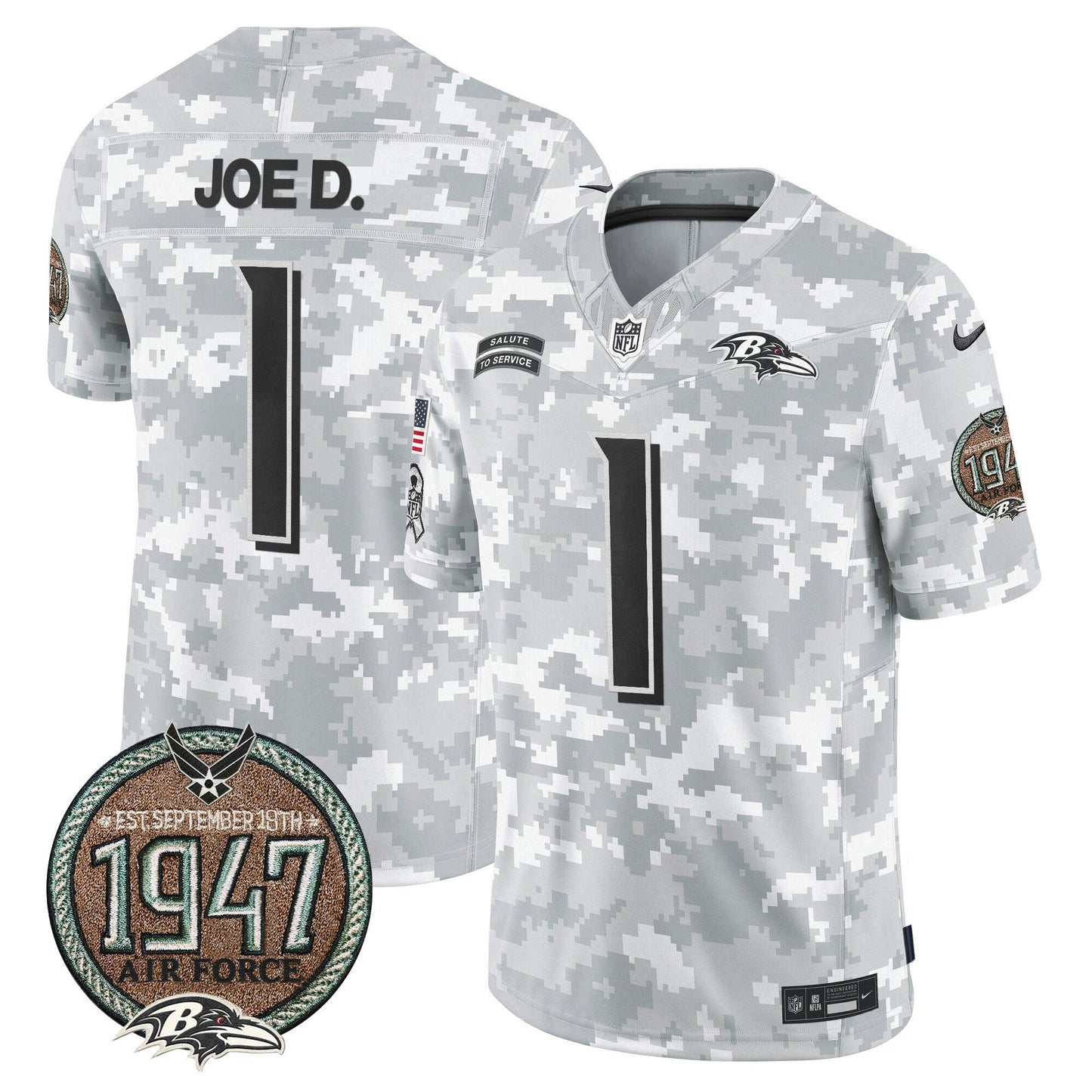 Camisa NFL Baltimore Ravens Men’s 2024 Salute to Service Establishment Year Patch Vapor Limited Jersey