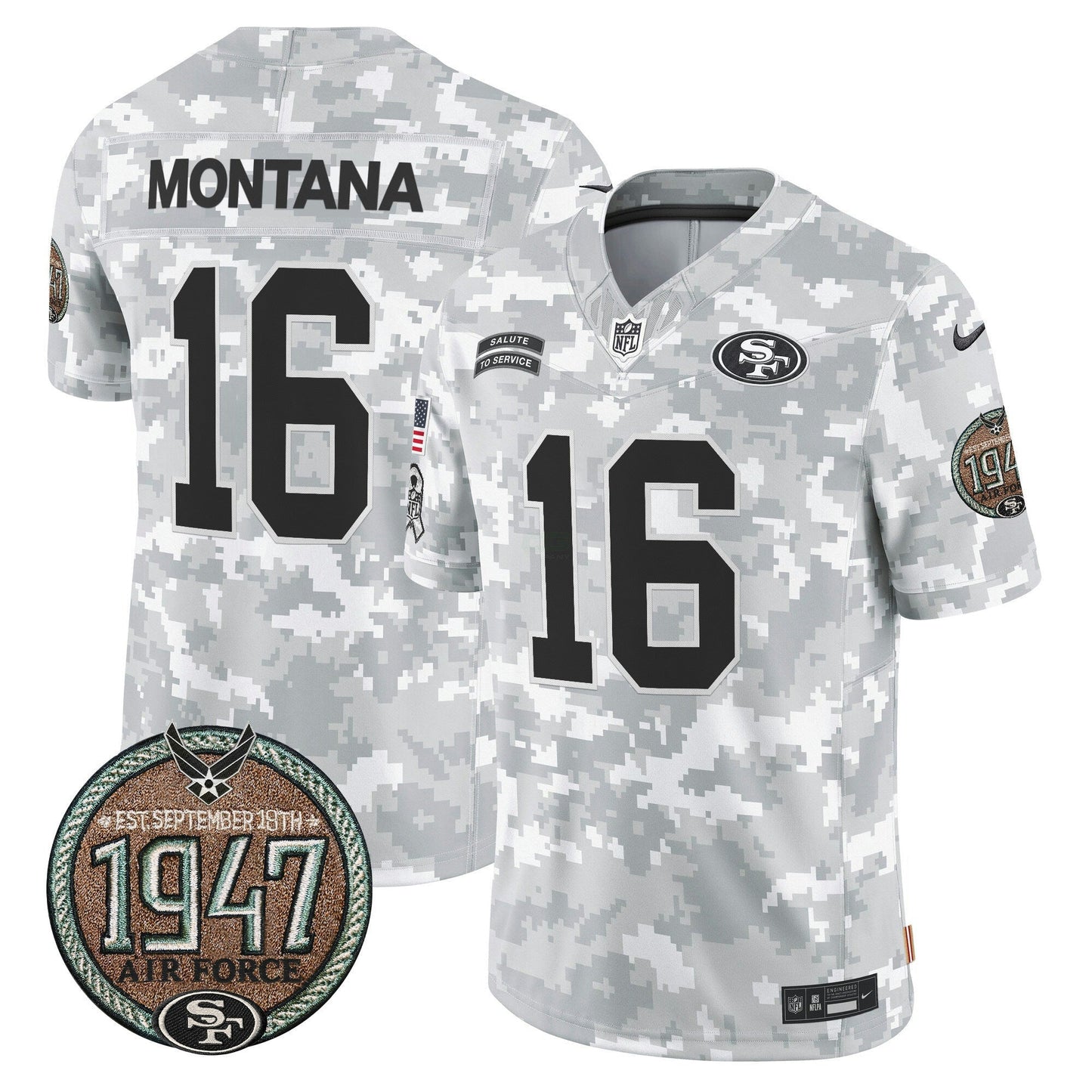Camisa NFL San Francisco 49ers Men’s 2024 Salute to Service Establishment Year Patch Vapor Limited Jersey