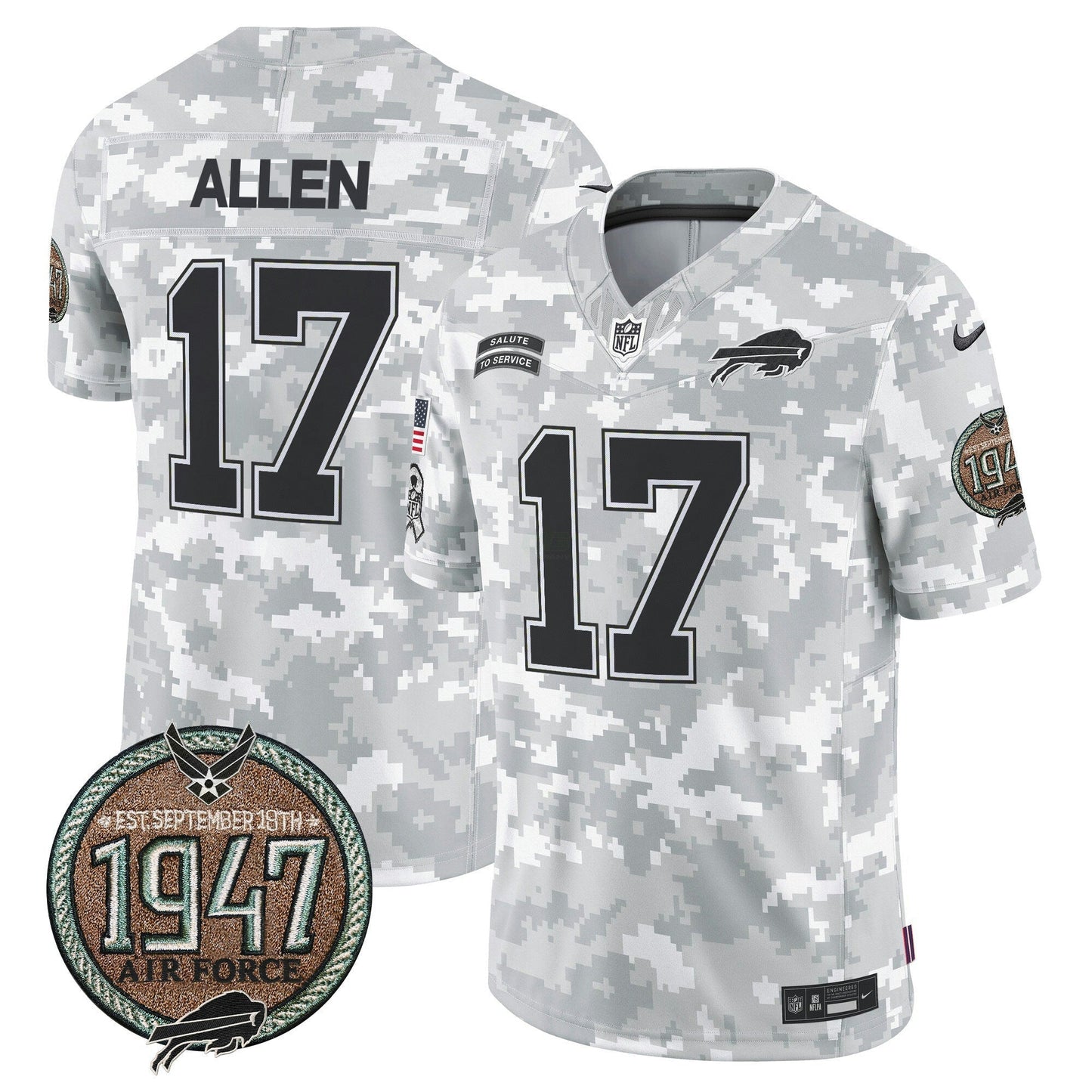 Camisa NFL Buffalo Bills Men’s 2024 Salute to Service Establishment Year Patch Vapor Limited Jersey