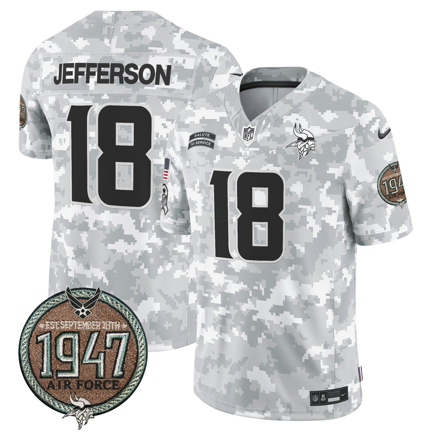 Camisa NFL Minnesota Vikings Men’s 2024 Salute to Service Establishment Year Patch Vapor Limited Jersey