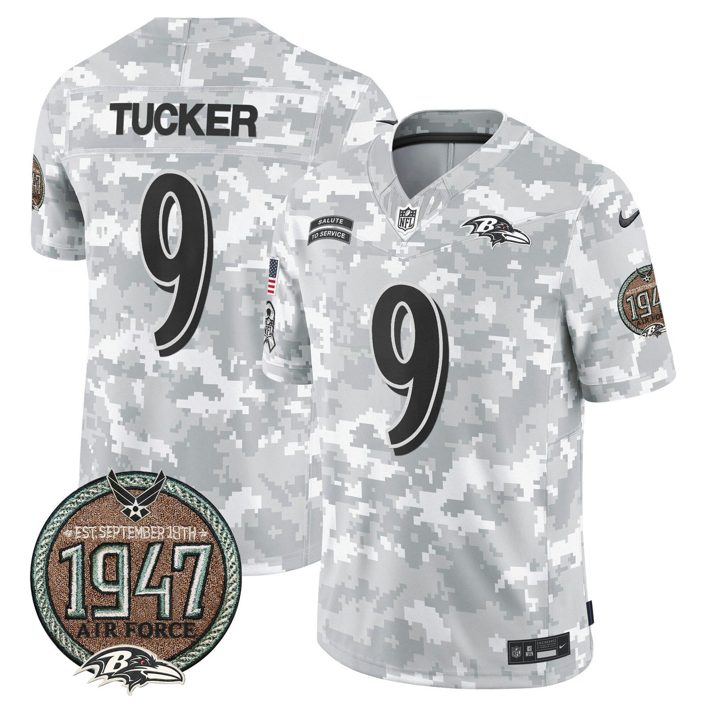Camisa NFL Baltimore Ravens Men’s 2024 Salute to Service Establishment Year Patch Vapor Limited Jersey