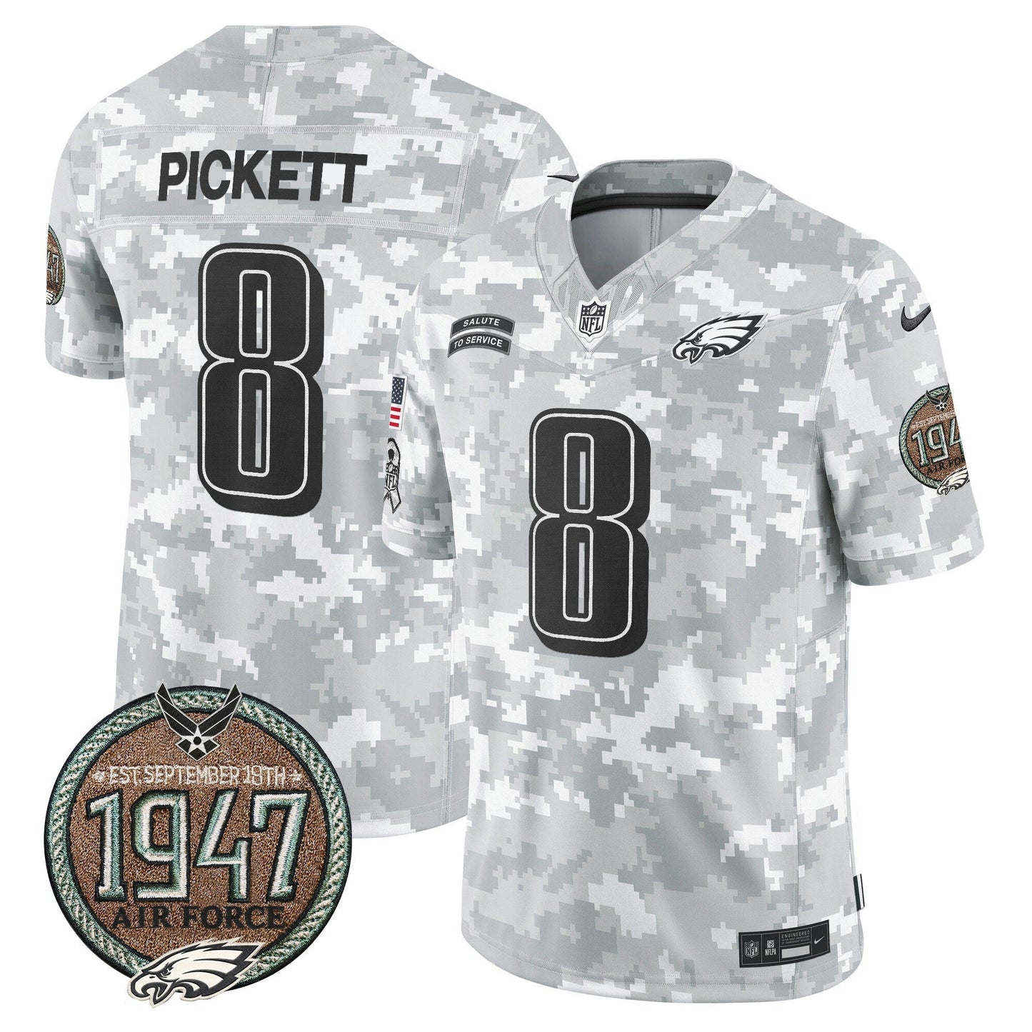 Camisa NFL Philadelphia Eagles Men’s 2024 Salute to Service Establishment Year Patch Vapor Limited Jersey