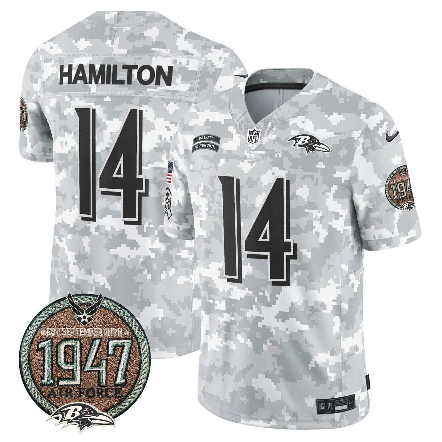 Camisa NFL Baltimore Ravens Men’s 2024 Salute to Service Establishment Year Patch Vapor Limited Jersey