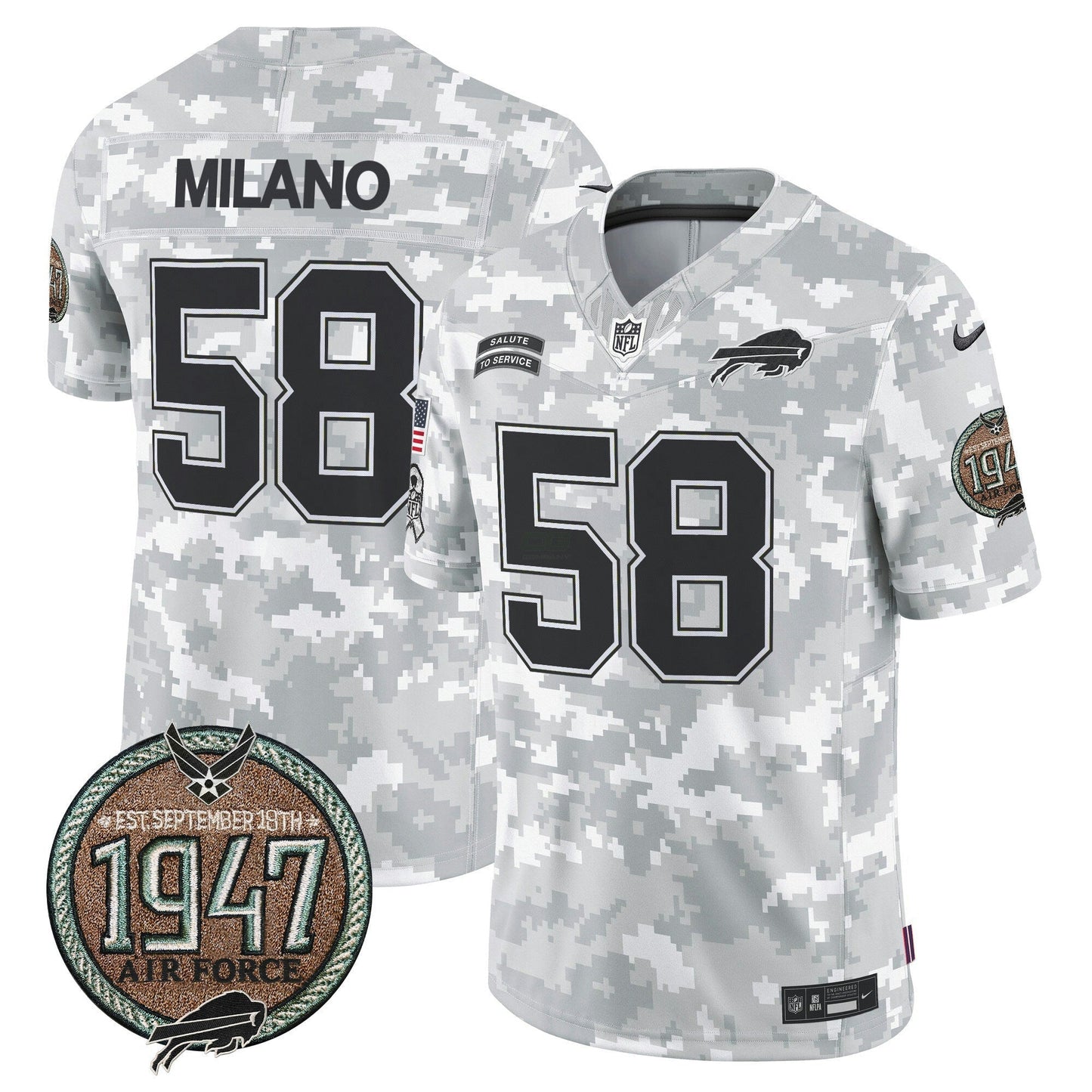 Camisa NFL Buffalo Bills Men’s 2024 Salute to Service Establishment Year Patch Vapor Limited Jersey