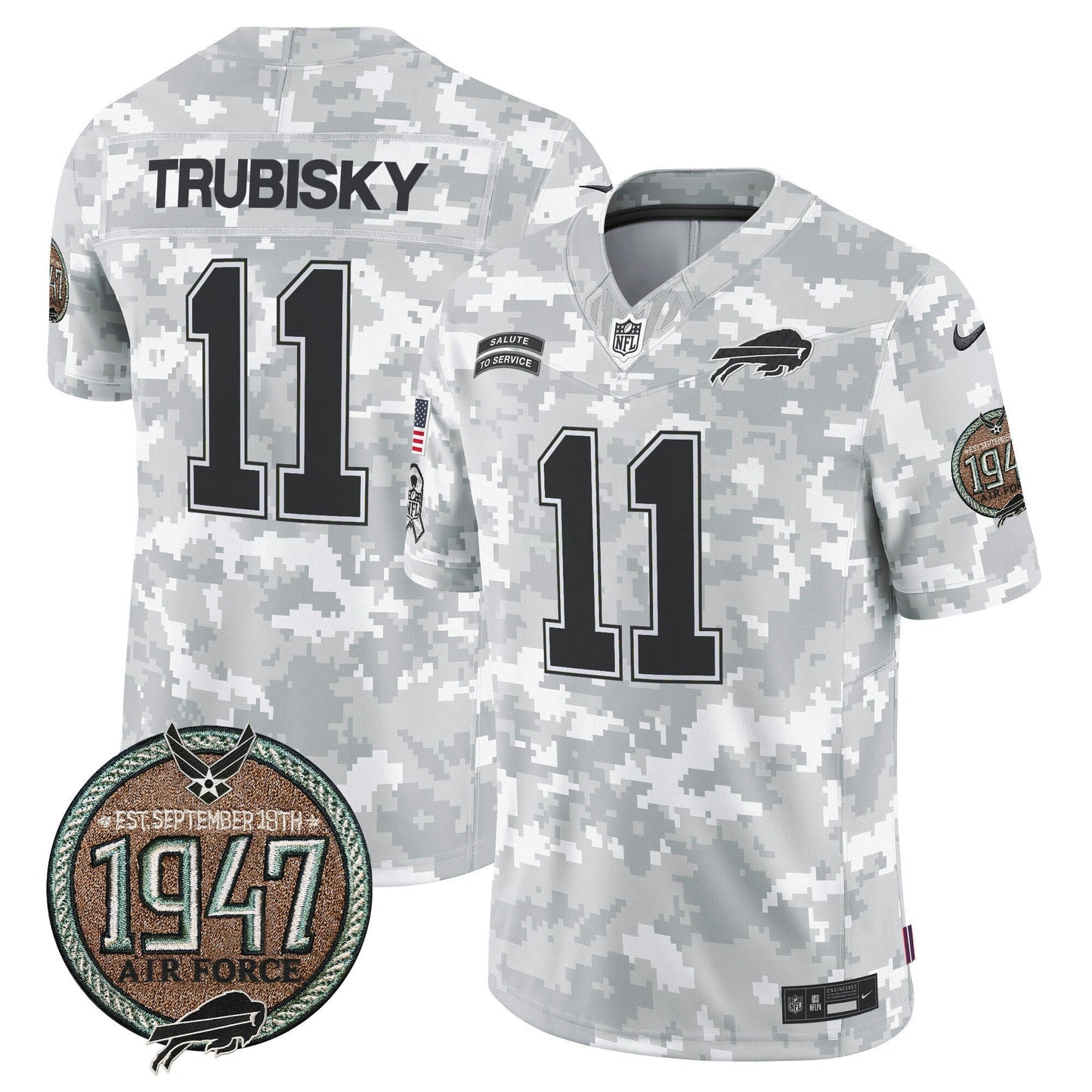 Camisa NFL Buffalo Bills Men’s 2024 Salute to Service Establishment Year Patch Vapor Limited Jersey