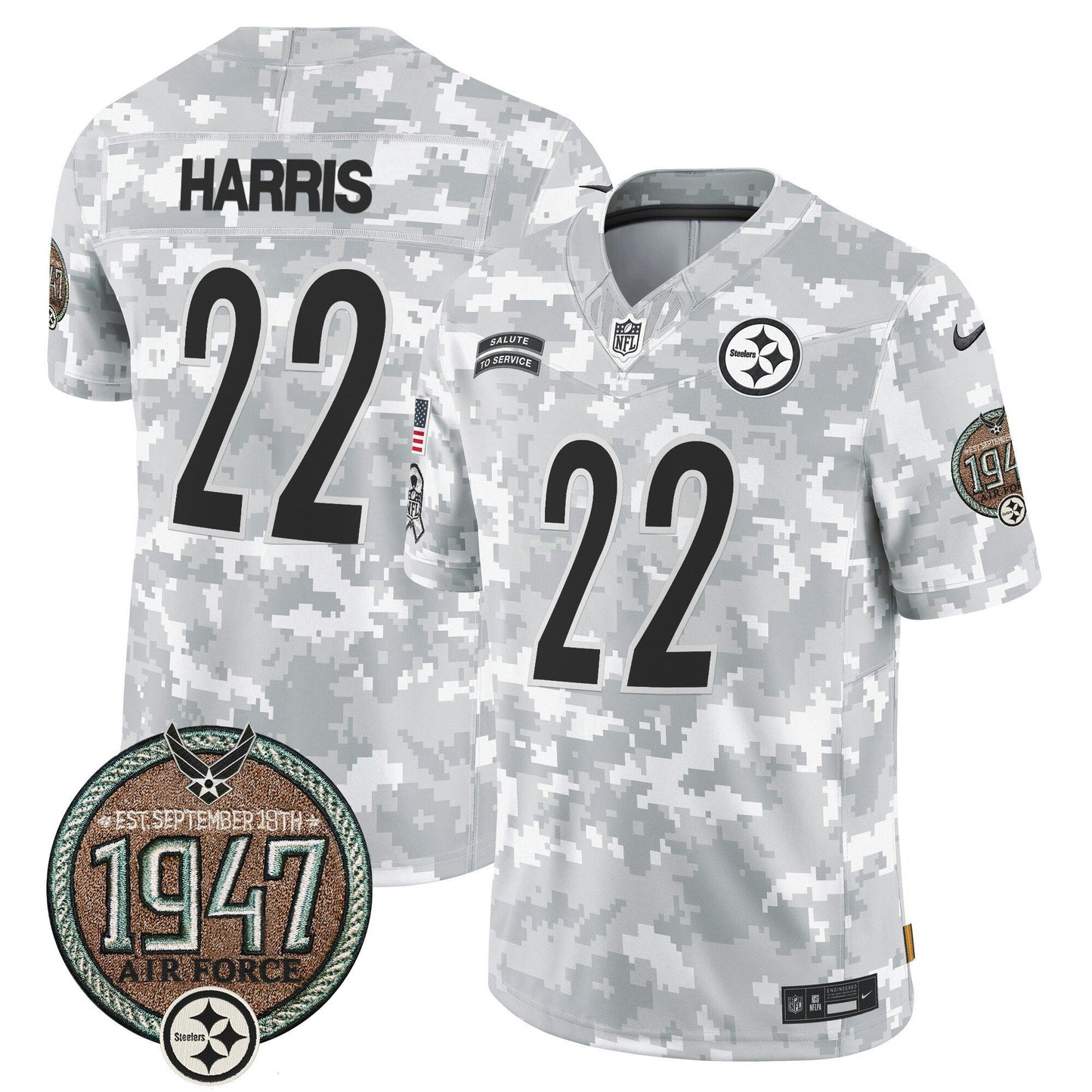 Camisa NFL Pittsburgh Steelers Men’s 2024 Salute to Service Establishment Year Patch Vapor Limited Jersey