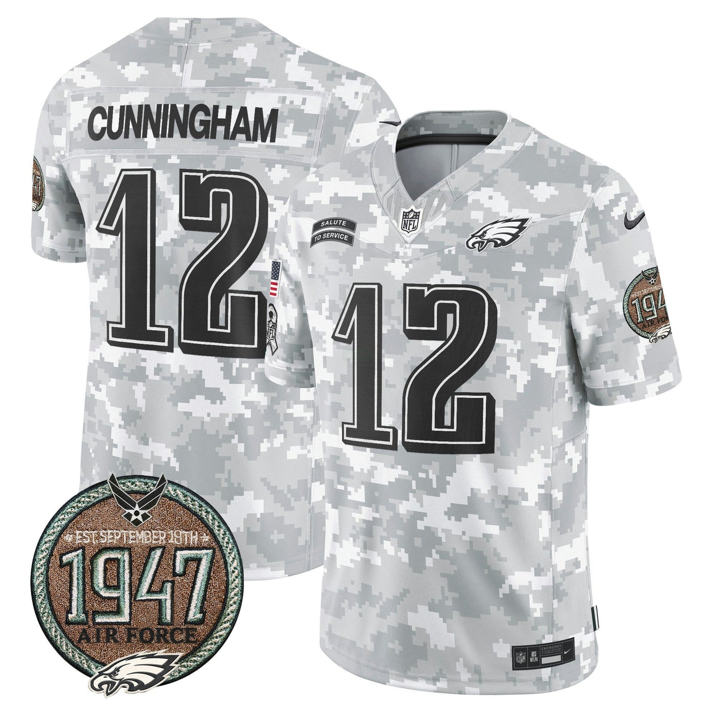 Camisa NFL Philadelphia Eagles Men’s 2024 Salute to Service Establishment Year Patch Vapor Limited Jersey