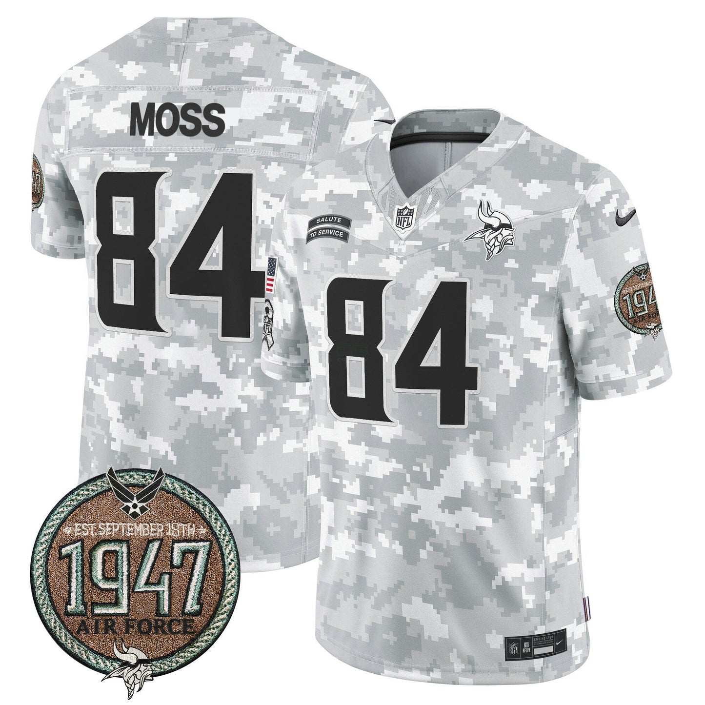 Camisa NFL Minnesota Vikings Men’s 2024 Salute to Service Establishment Year Patch Vapor Limited Jersey