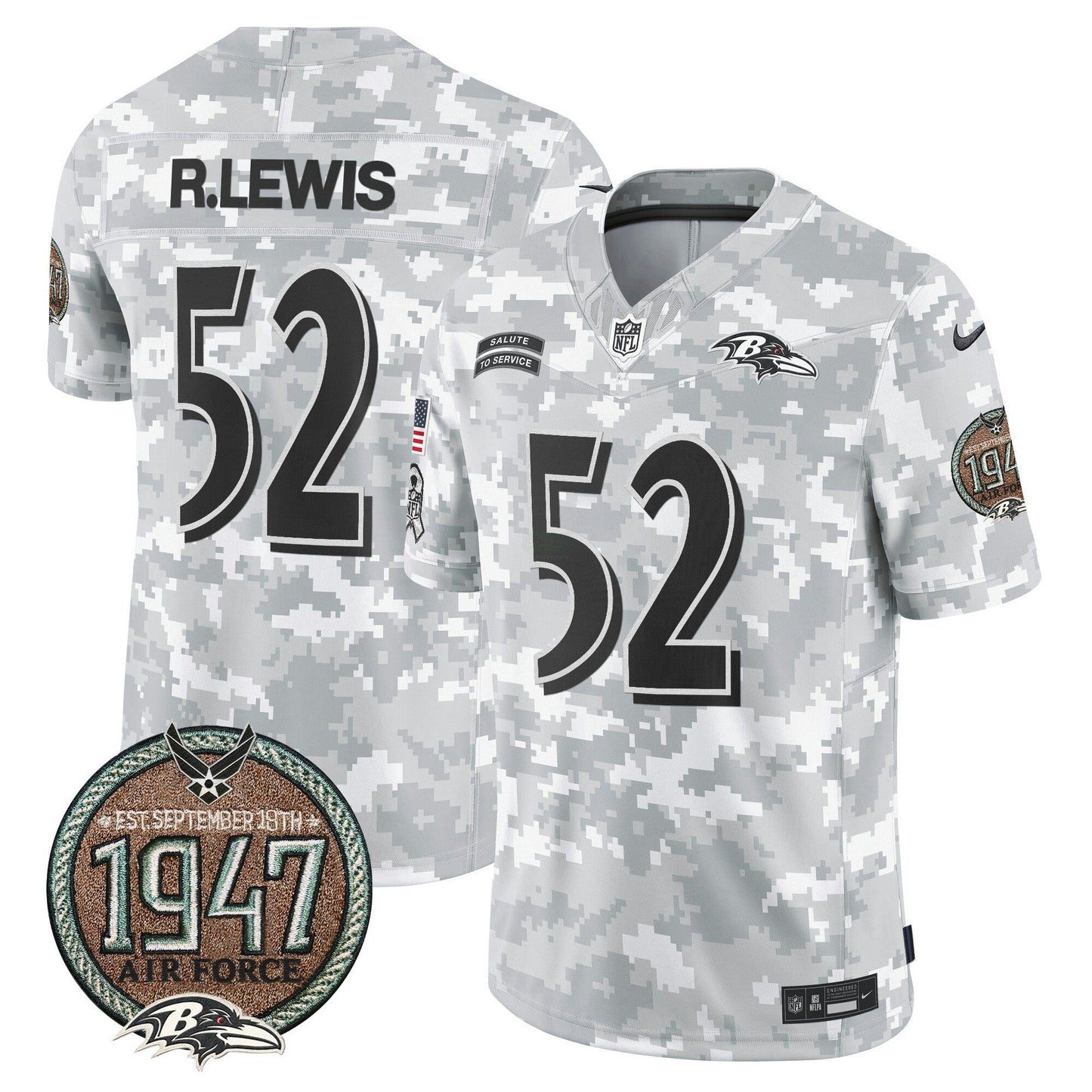 Camisa NFL Baltimore Ravens Men’s 2024 Salute to Service Establishment Year Patch Vapor Limited Jersey