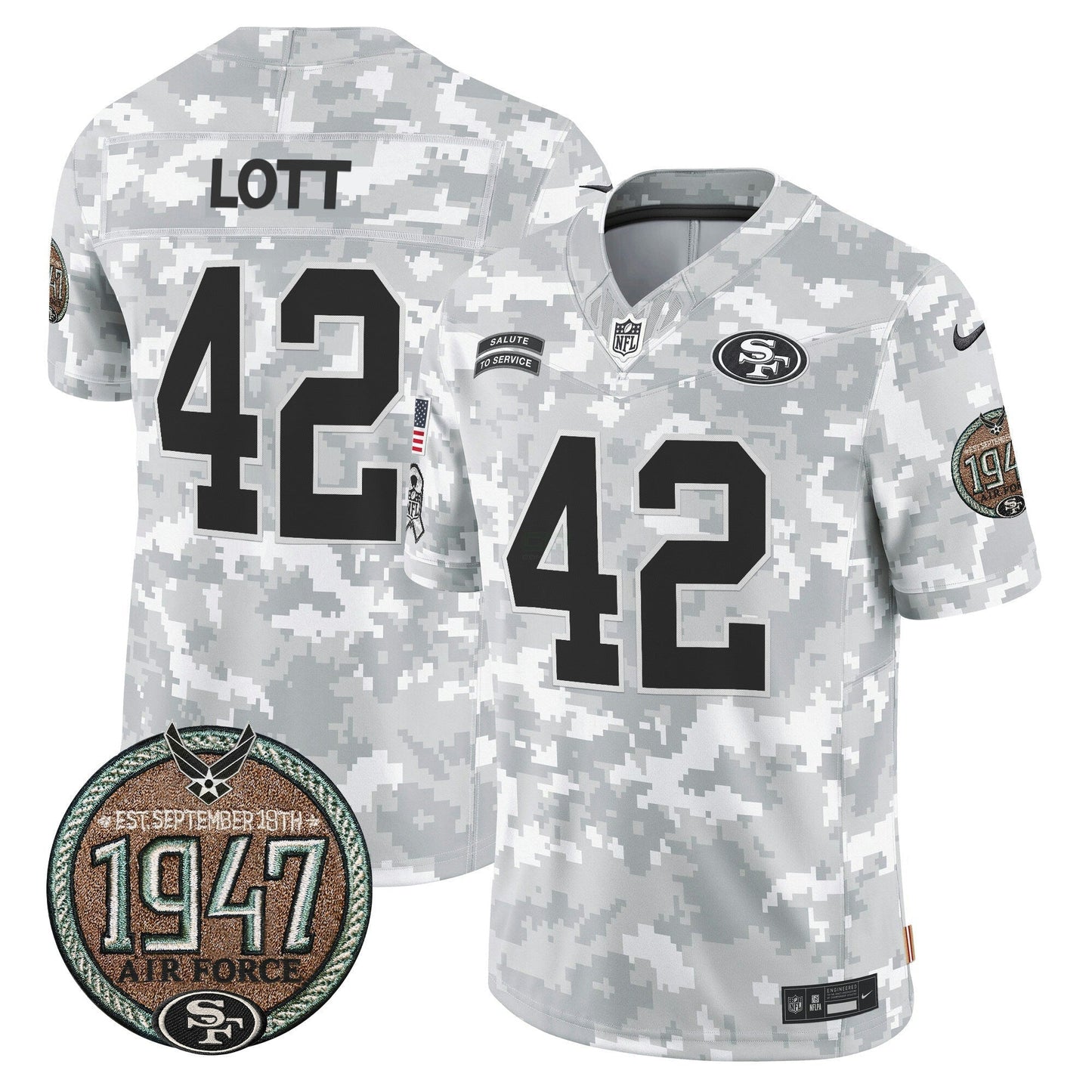 Camisa NFL San Francisco 49ers Men’s 2024 Salute to Service Establishment Year Patch Vapor Limited Jersey