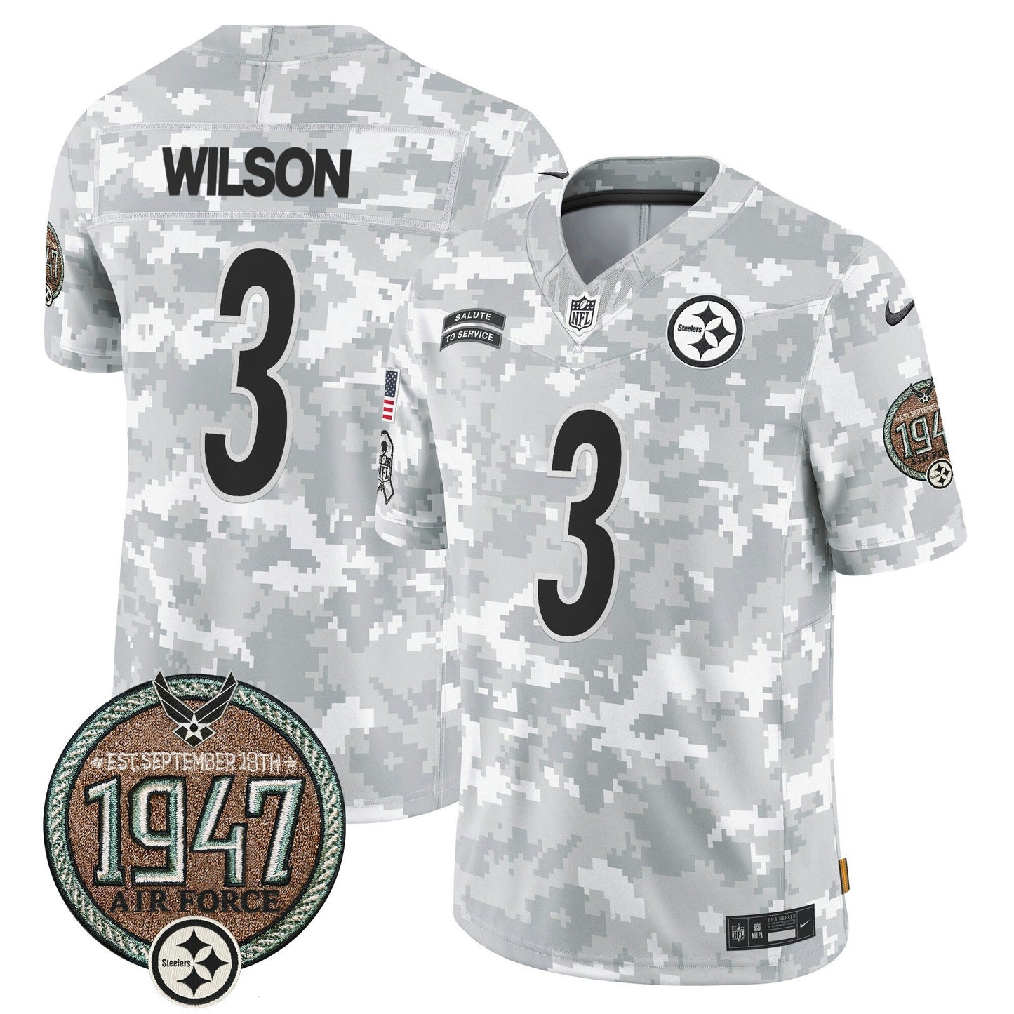 Camisa NFL Pittsburgh Steelers Men’s 2024 Salute to Service Establishment Year Patch Vapor Limited Jersey