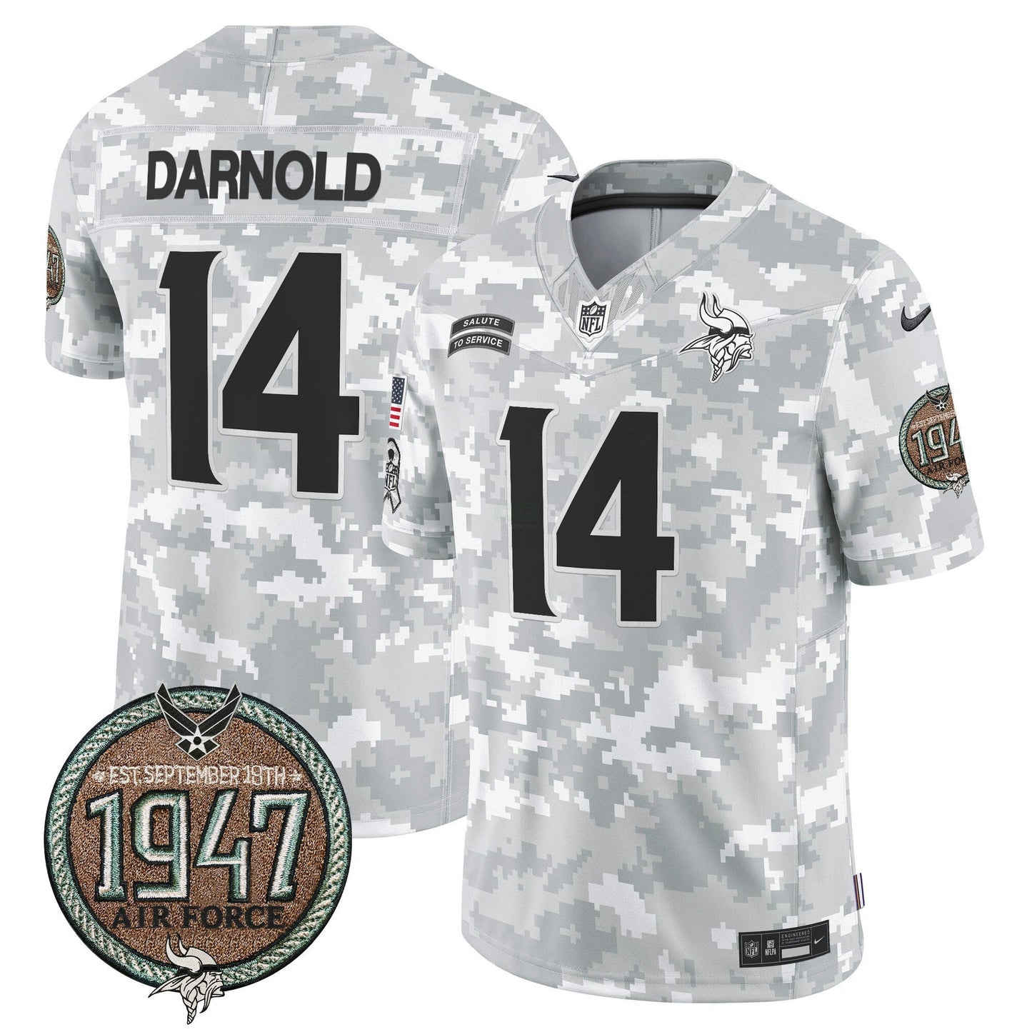 Camisa NFL Minnesota Vikings Men’s 2024 Salute to Service Establishment Year Patch Vapor Limited Jersey