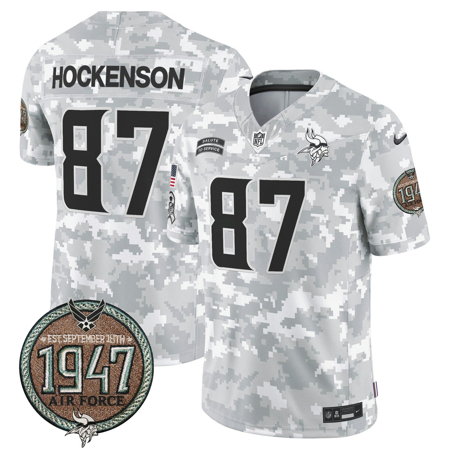 Camisa NFL Minnesota Vikings Men’s 2024 Salute to Service Establishment Year Patch Vapor Limited Jersey
