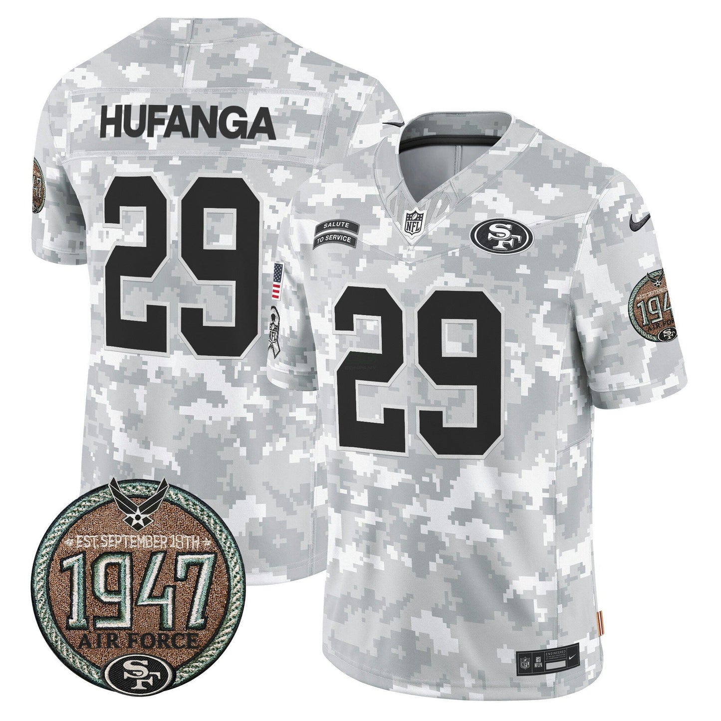 Camisa NFL San Francisco 49ers Men’s 2024 Salute to Service Establishment Year Patch Vapor Limited Jersey