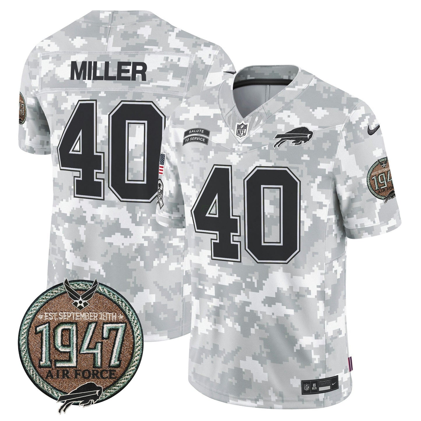 Camisa NFL Buffalo Bills Men’s 2024 Salute to Service Establishment Year Patch Vapor Limited Jersey