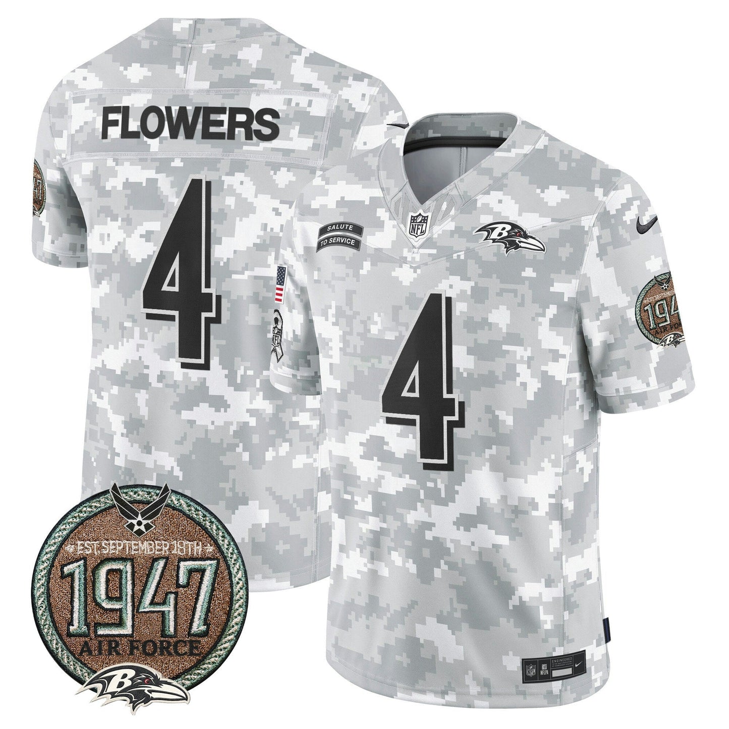 Camisa NFL Baltimore Ravens Men’s 2024 Salute to Service Establishment Year Patch Vapor Limited Jersey