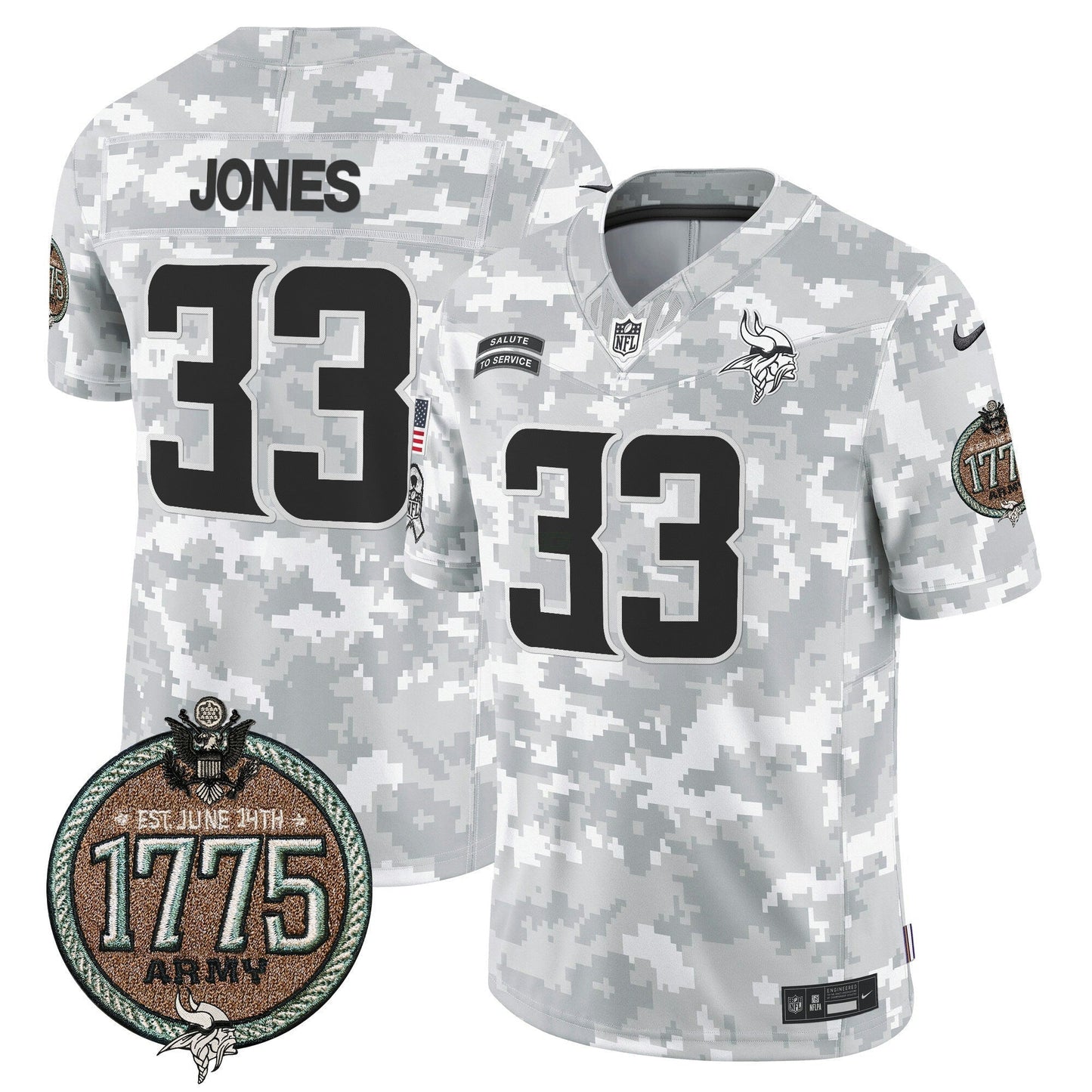 Camisa NFL Minnesota Vikings Men’s 2024 Salute to Service Establishment Year Patch Vapor Limited Jersey