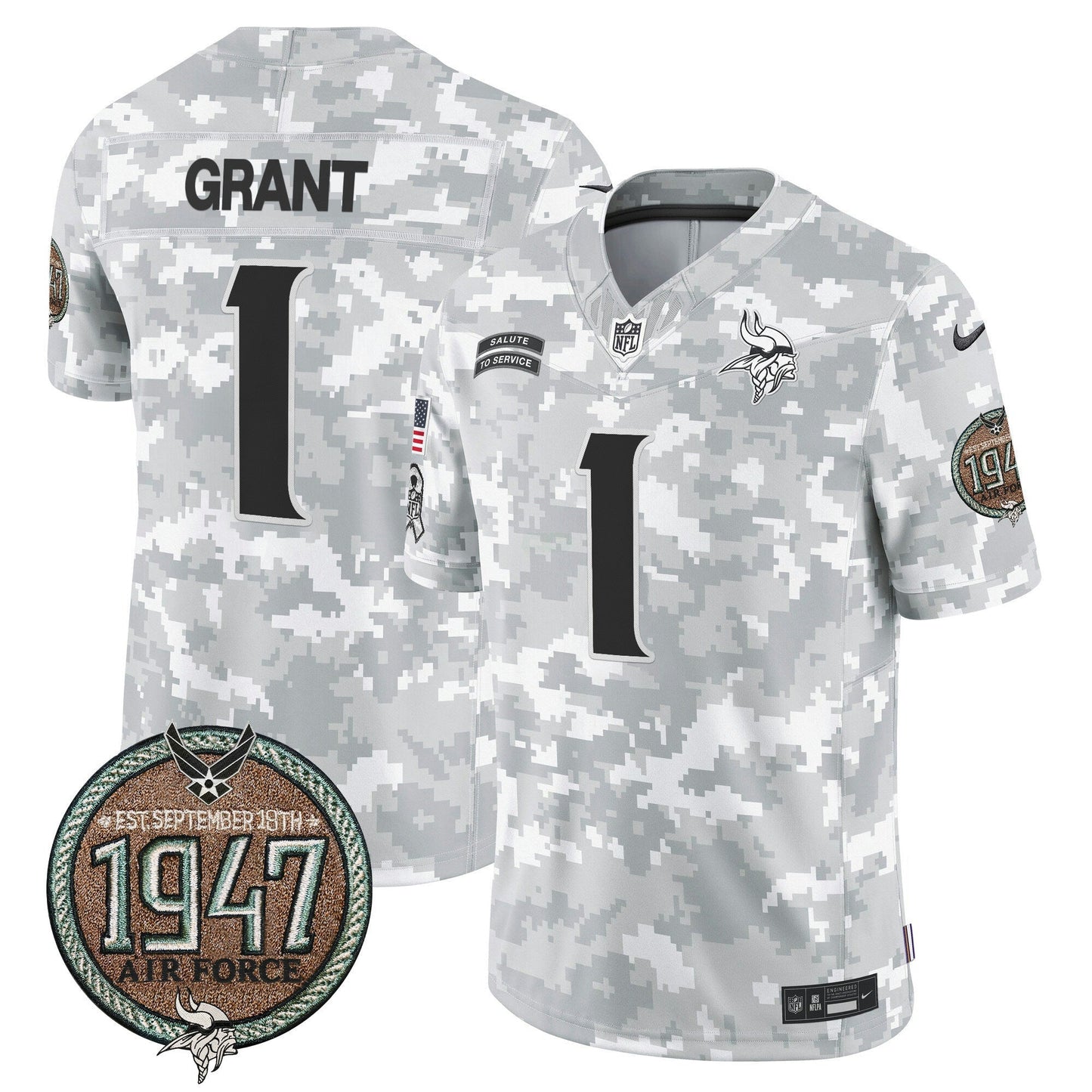 Camisa NFL Minnesota Vikings Men’s 2024 Salute to Service Establishment Year Patch Vapor Limited Jersey