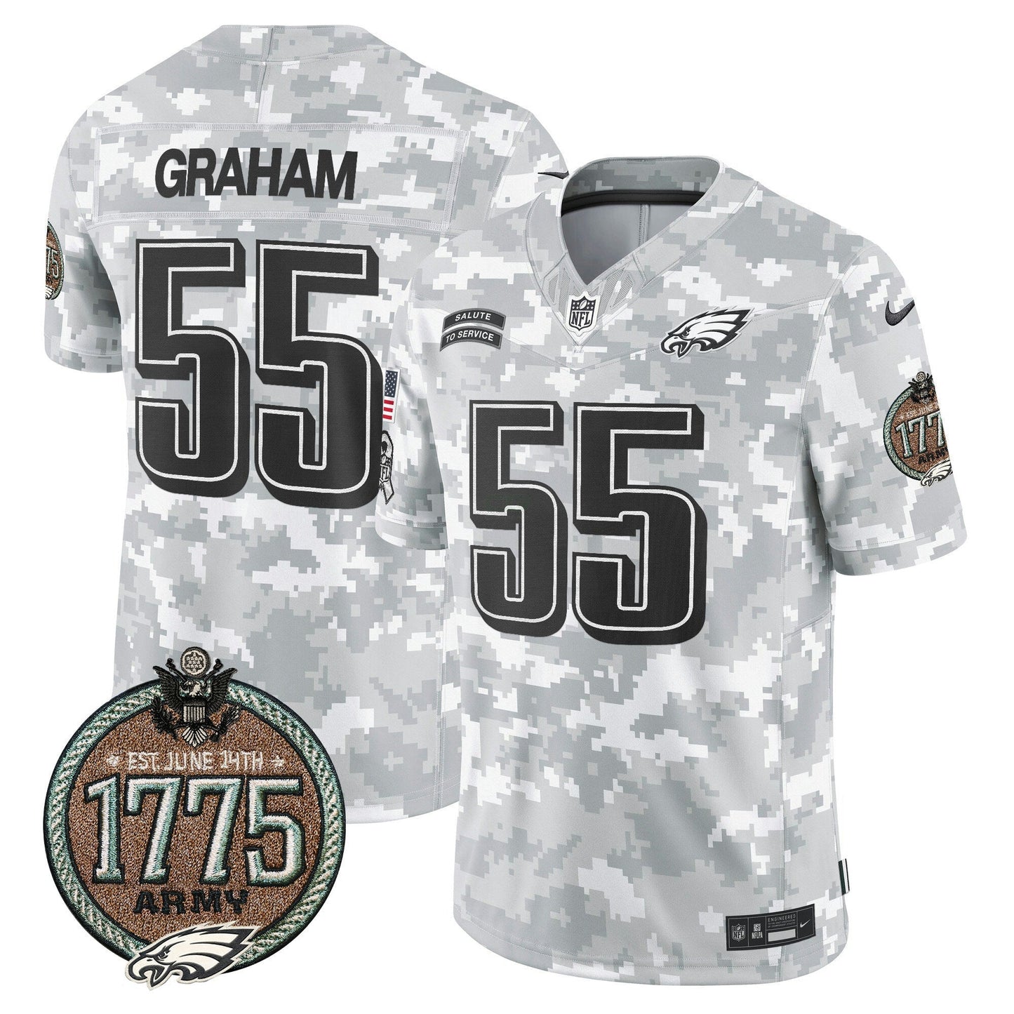 Camisa NFL Philadelphia Eagles Men’s 2024 Salute to Service Establishment Year Patch Vapor Limited Jersey