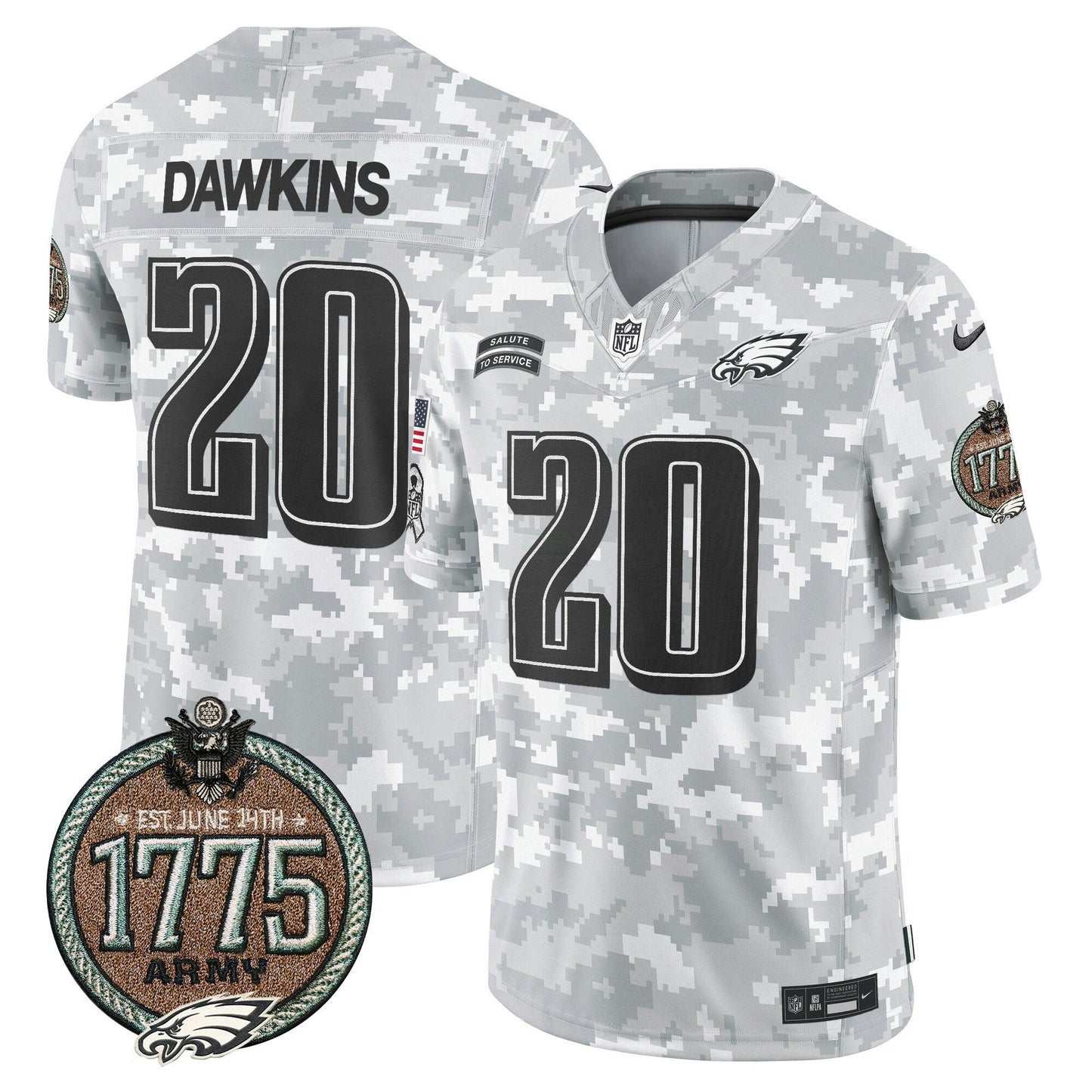Camisa NFL Philadelphia Eagles Men’s 2024 Salute to Service Establishment Year Patch Vapor Limited Jersey