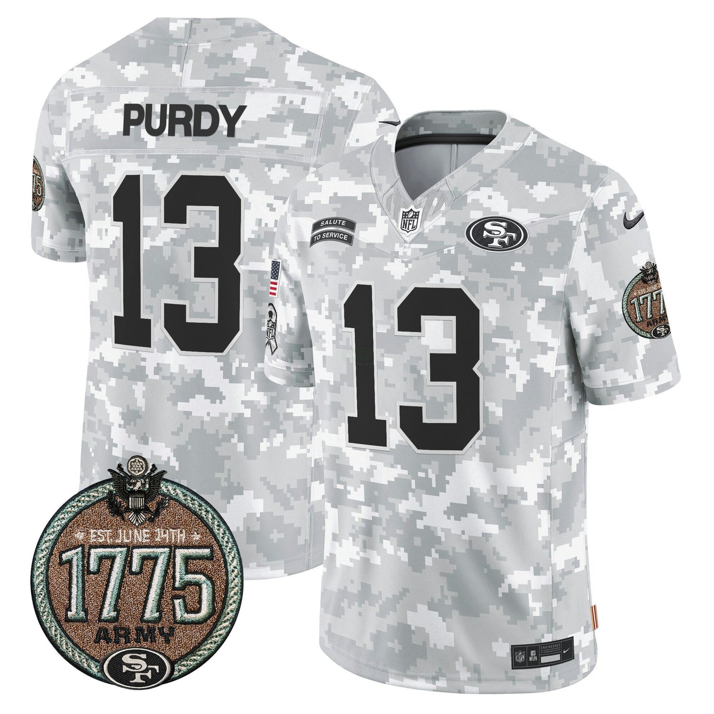Camisa NFL San Francisco 49ers Men’s 2024 Salute to Service Establishment Year Patch Vapor Limited Jersey
