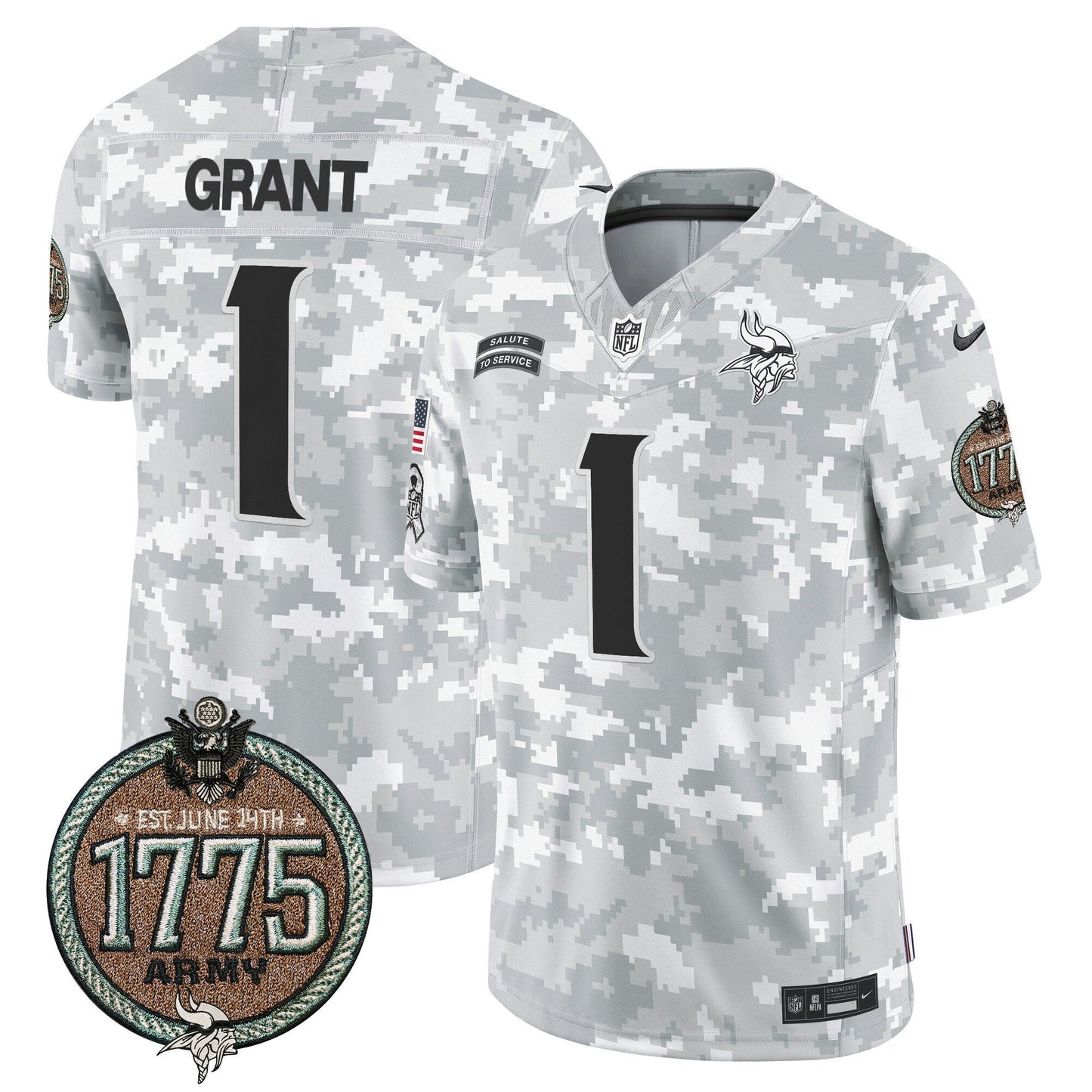 Camisa NFL Minnesota Vikings Men’s 2024 Salute to Service Establishment Year Patch Vapor Limited Jersey