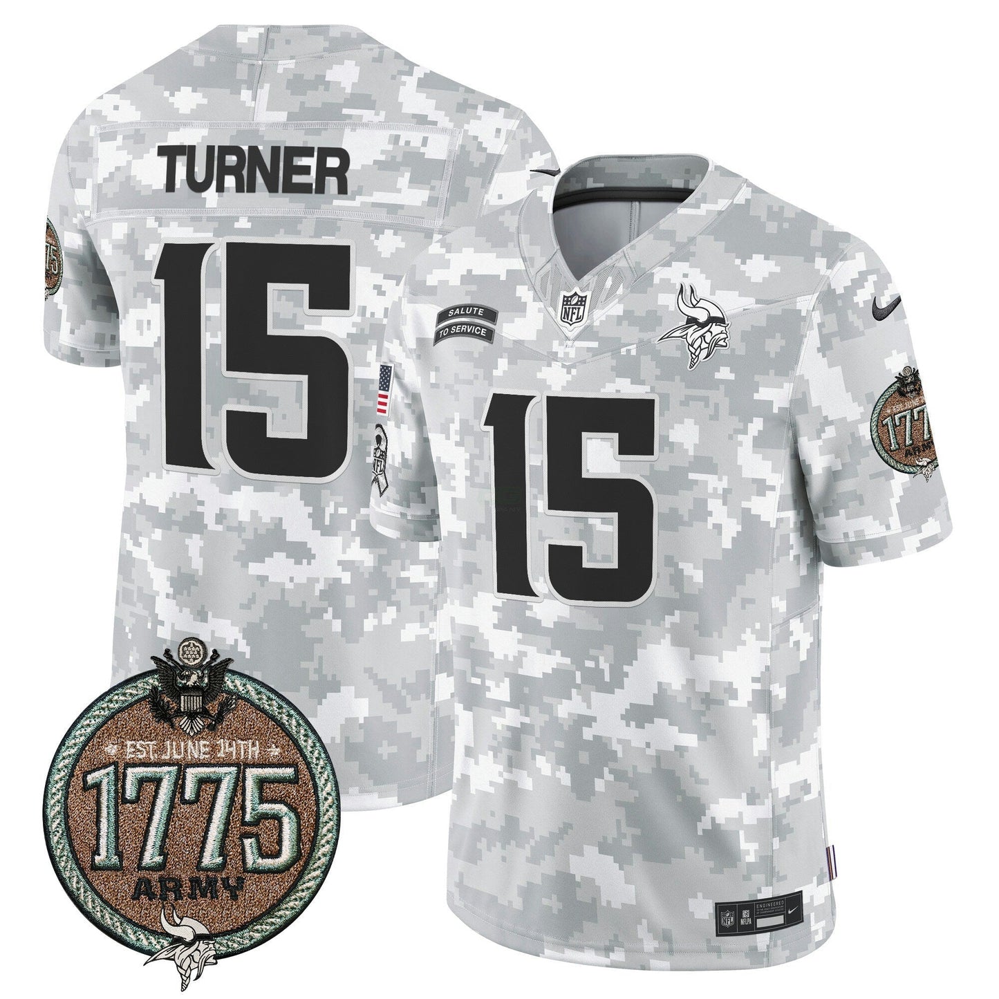 Camisa NFL Minnesota Vikings Men’s 2024 Salute to Service Establishment Year Patch Vapor Limited Jersey