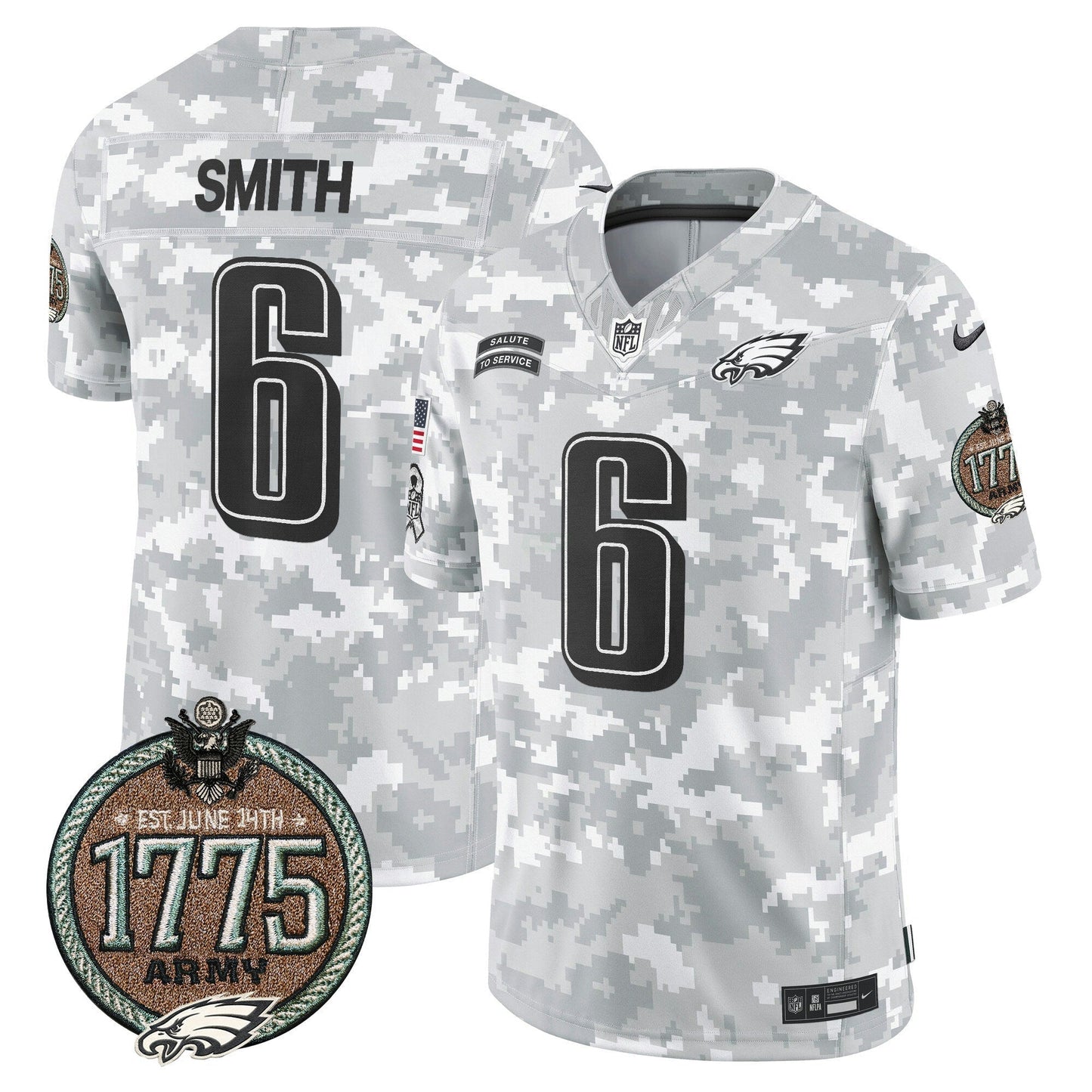 Camisa NFL Philadelphia Eagles Men’s 2024 Salute to Service Establishment Year Patch Vapor Limited Jersey