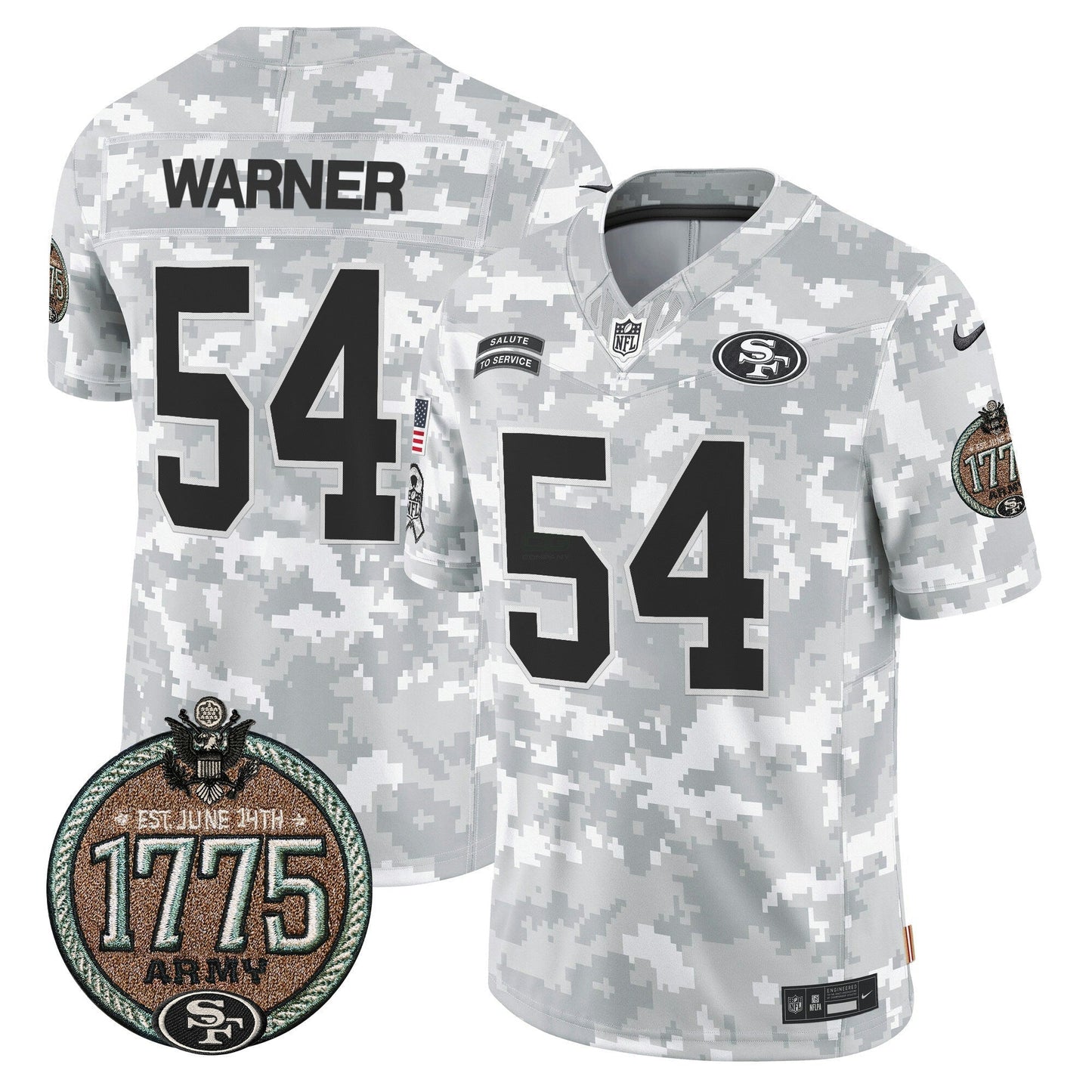 Camisa NFL San Francisco 49ers Men’s 2024 Salute to Service Establishment Year Patch Vapor Limited Jersey