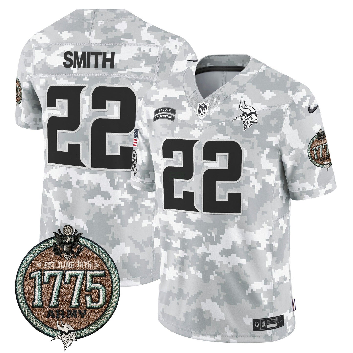 Camisa NFL Minnesota Vikings Men’s 2024 Salute to Service Establishment Year Patch Vapor Limited Jersey